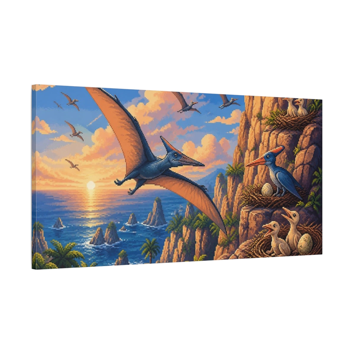 Main Mockup. Kids Pterosaur Sunset shown as canvas print