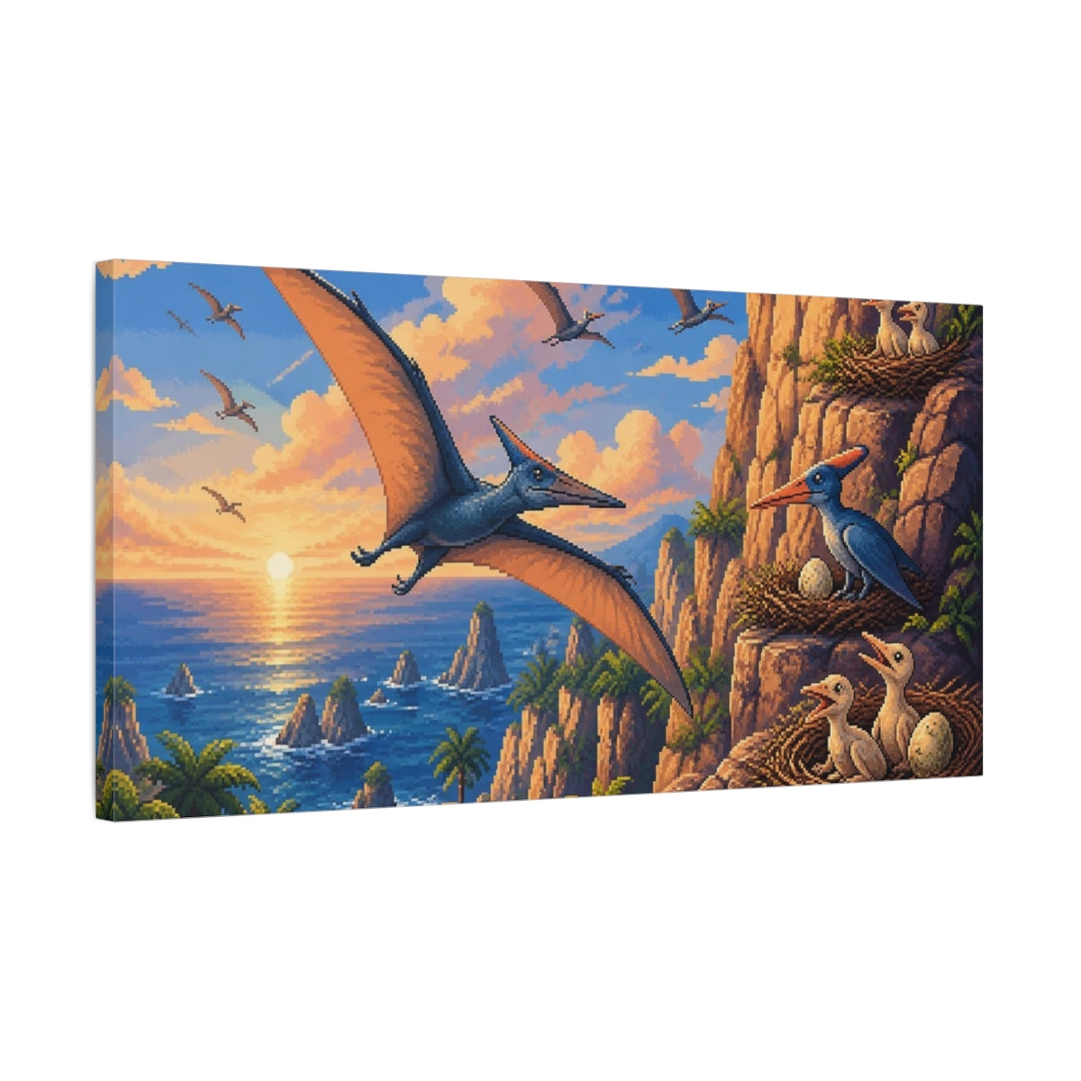 Side Mockup 1. Kids Pterosaur Sunset shown as canvas print
