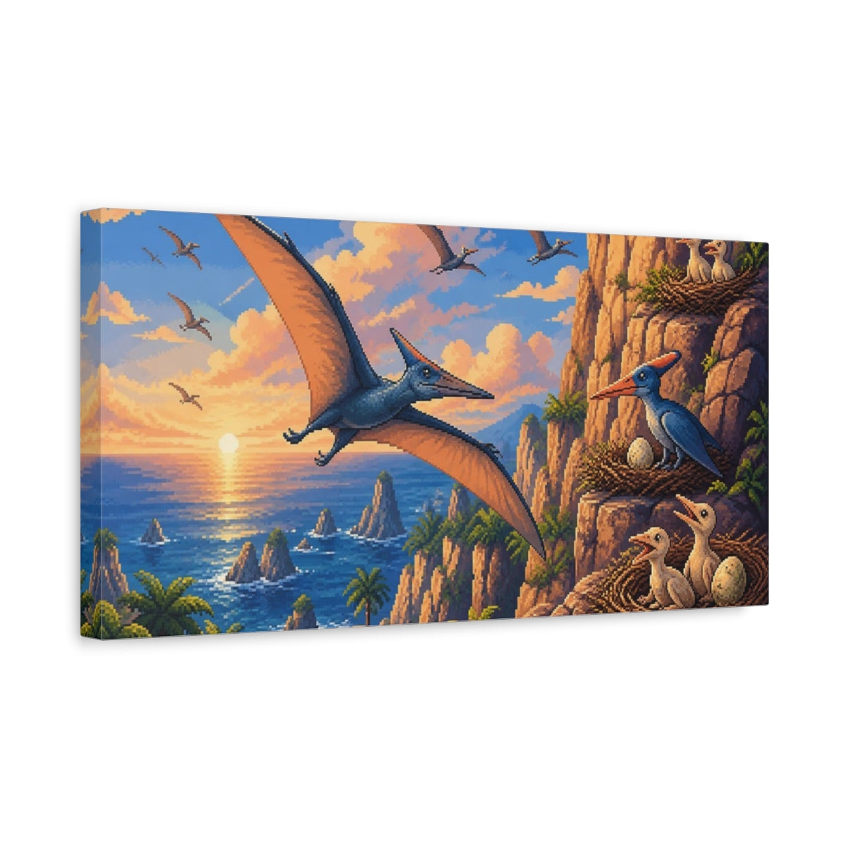 Side Mockup 3. Kids Pterosaur Sunset shown as canvas print