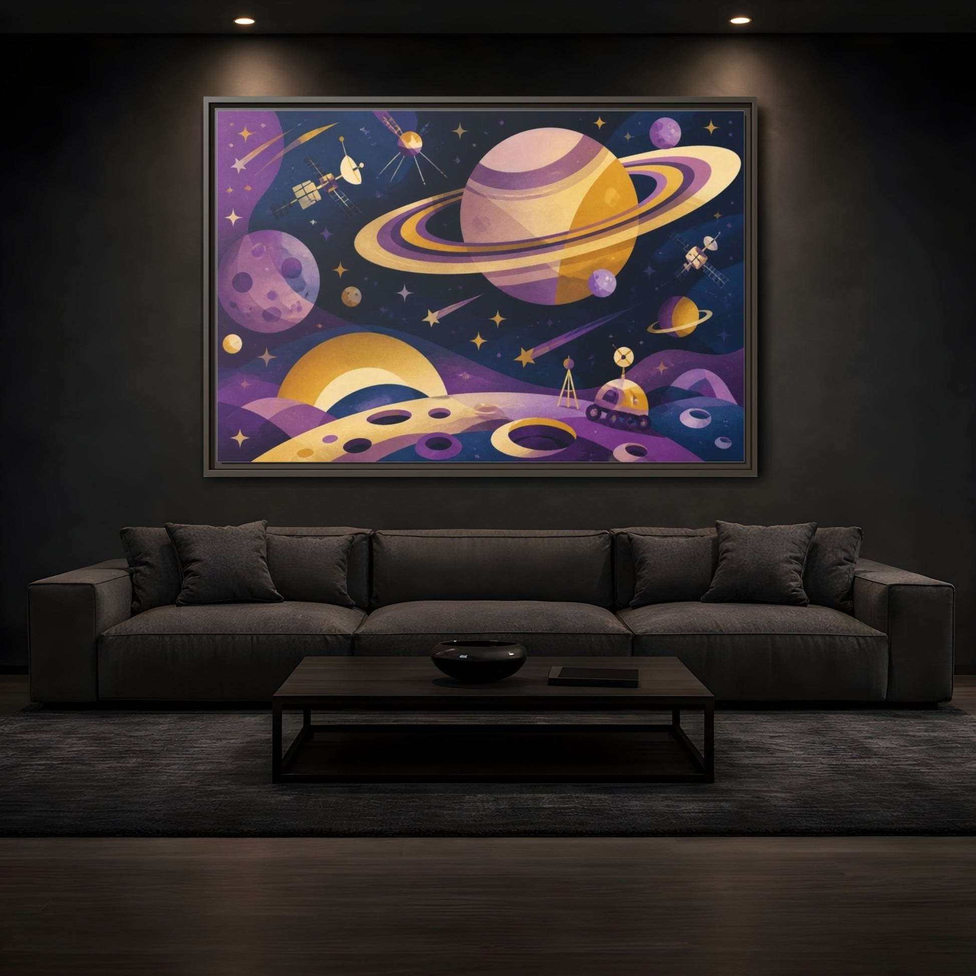 Mockup 3. Kids Ringed Planet shown as framed canvas print