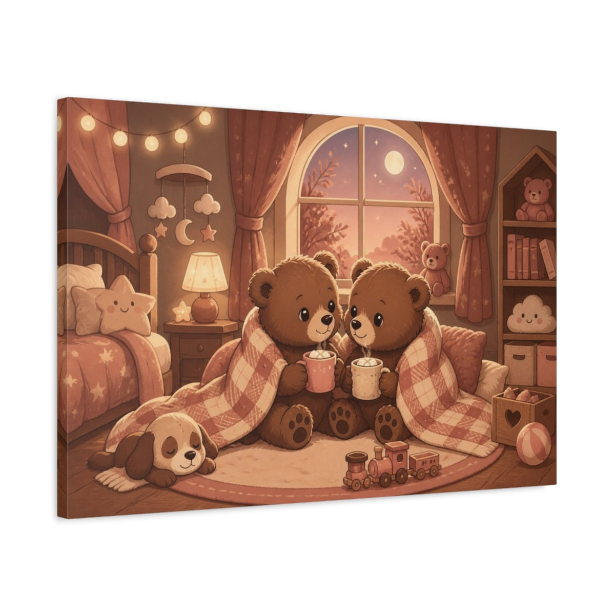 Side Mockup 2. Kids Room Bear Cubs shown as canvas print