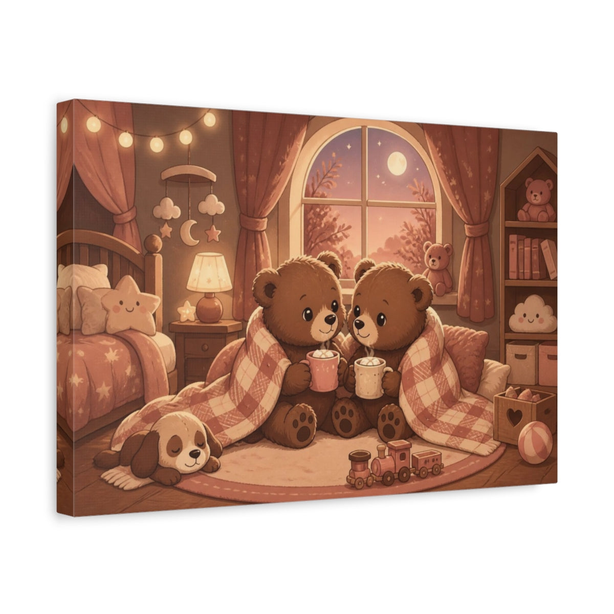 Side Mockup 4. Kids Room Bear Cubs shown as canvas print