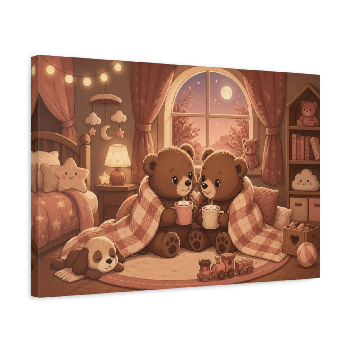 Side Mockup 3. Kids Room Bear Cubs shown as canvas print