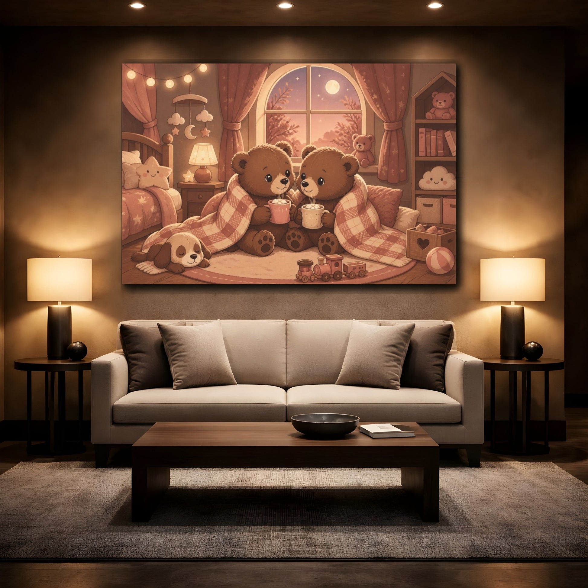 Mockup 2. Kids Room Bear Cubs shown as canvas print
