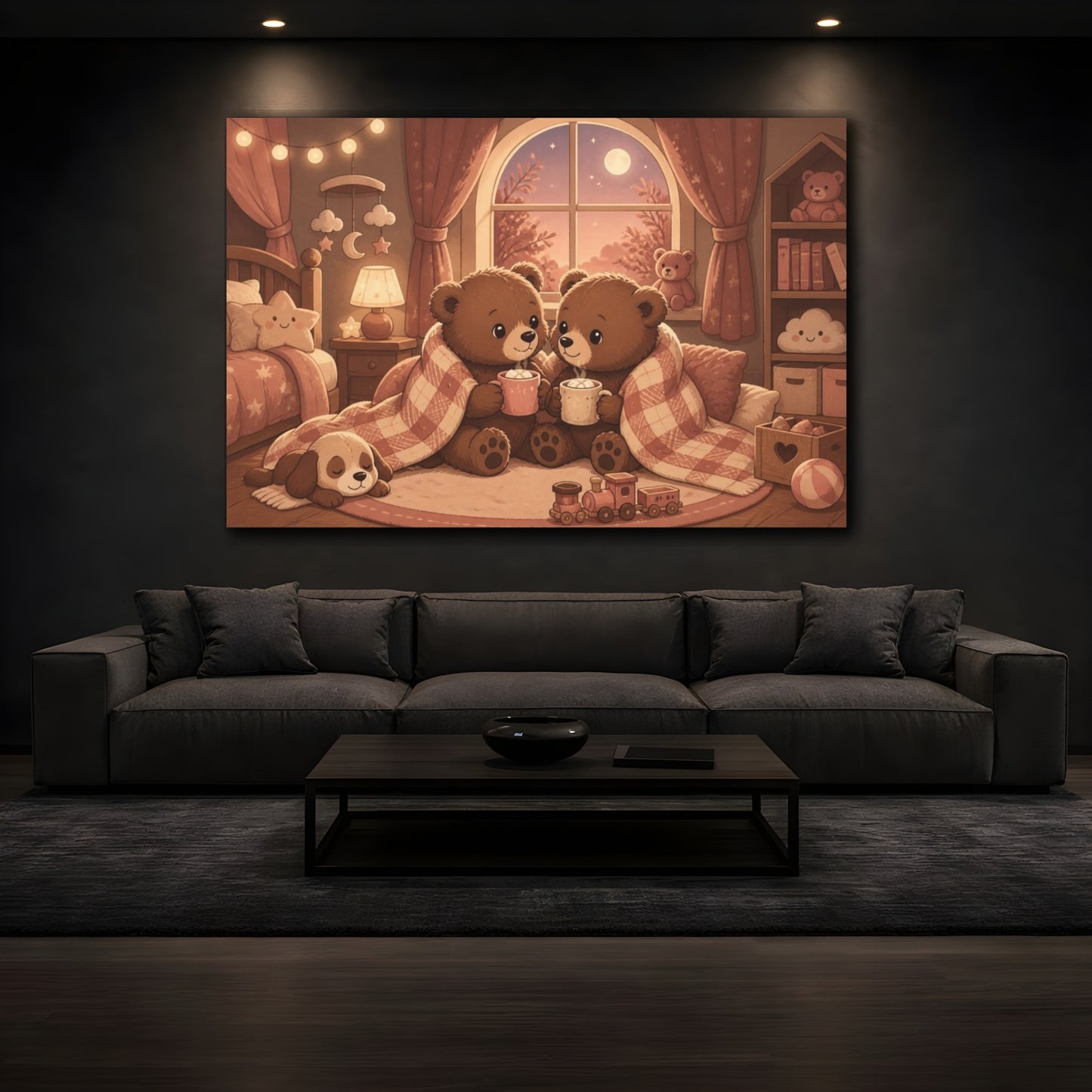 Mockup 3. Kids Room Bear Cubs shown as canvas print