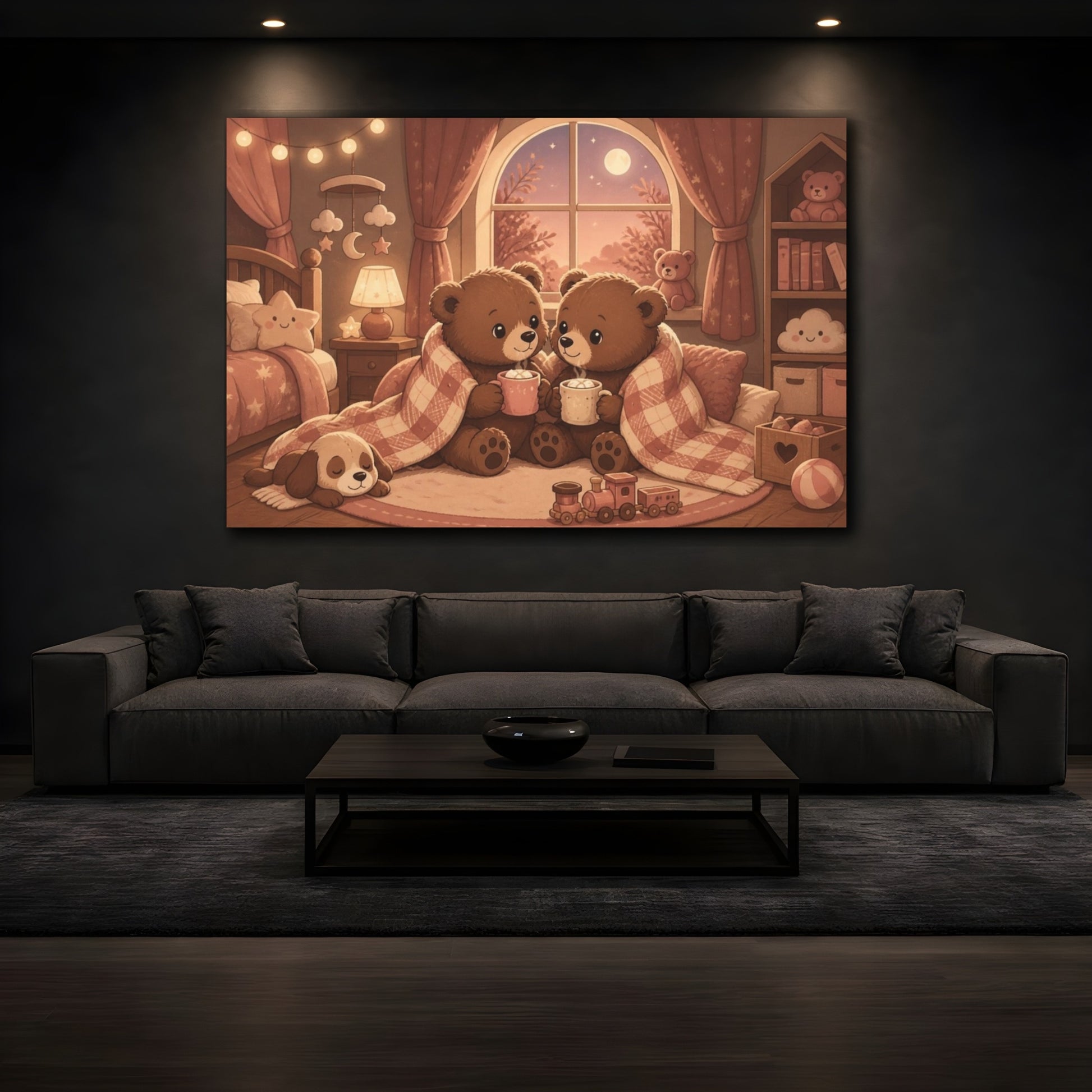 Mockup 3. Kids Room Bear Cubs shown as canvas print
