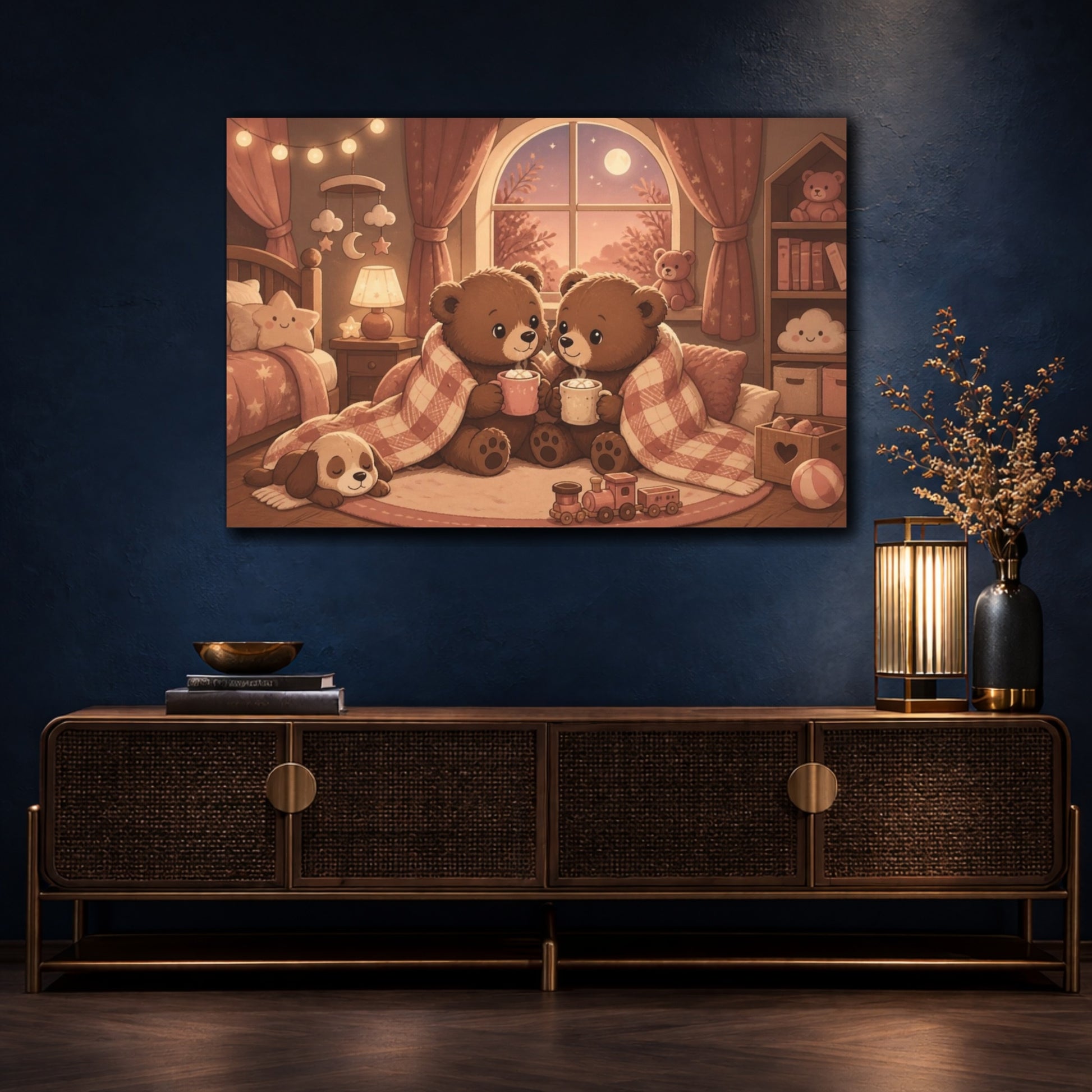 Mockup 4. Kids Room Bear Cubs shown as canvas print