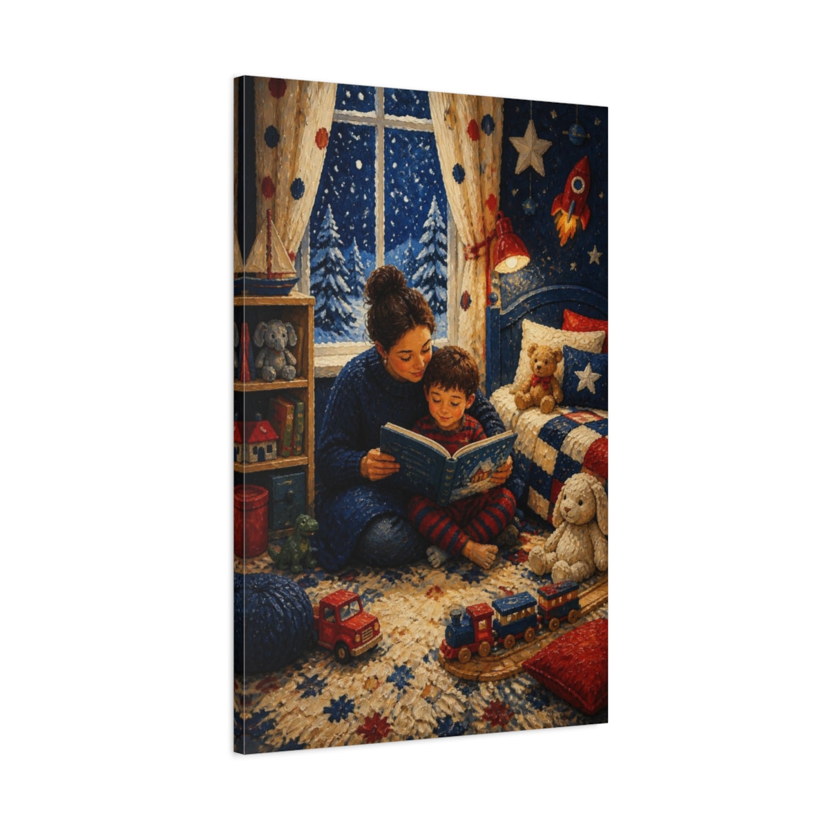 Main Mockup. Kids Room Bedtime Reading shown as canvas print