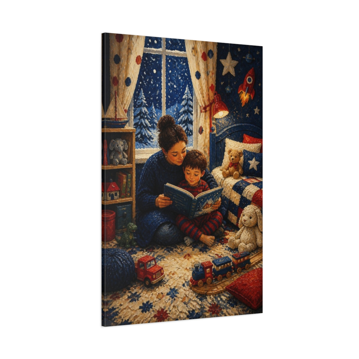 Side Mockup 1. Kids Room Bedtime Reading shown as canvas print