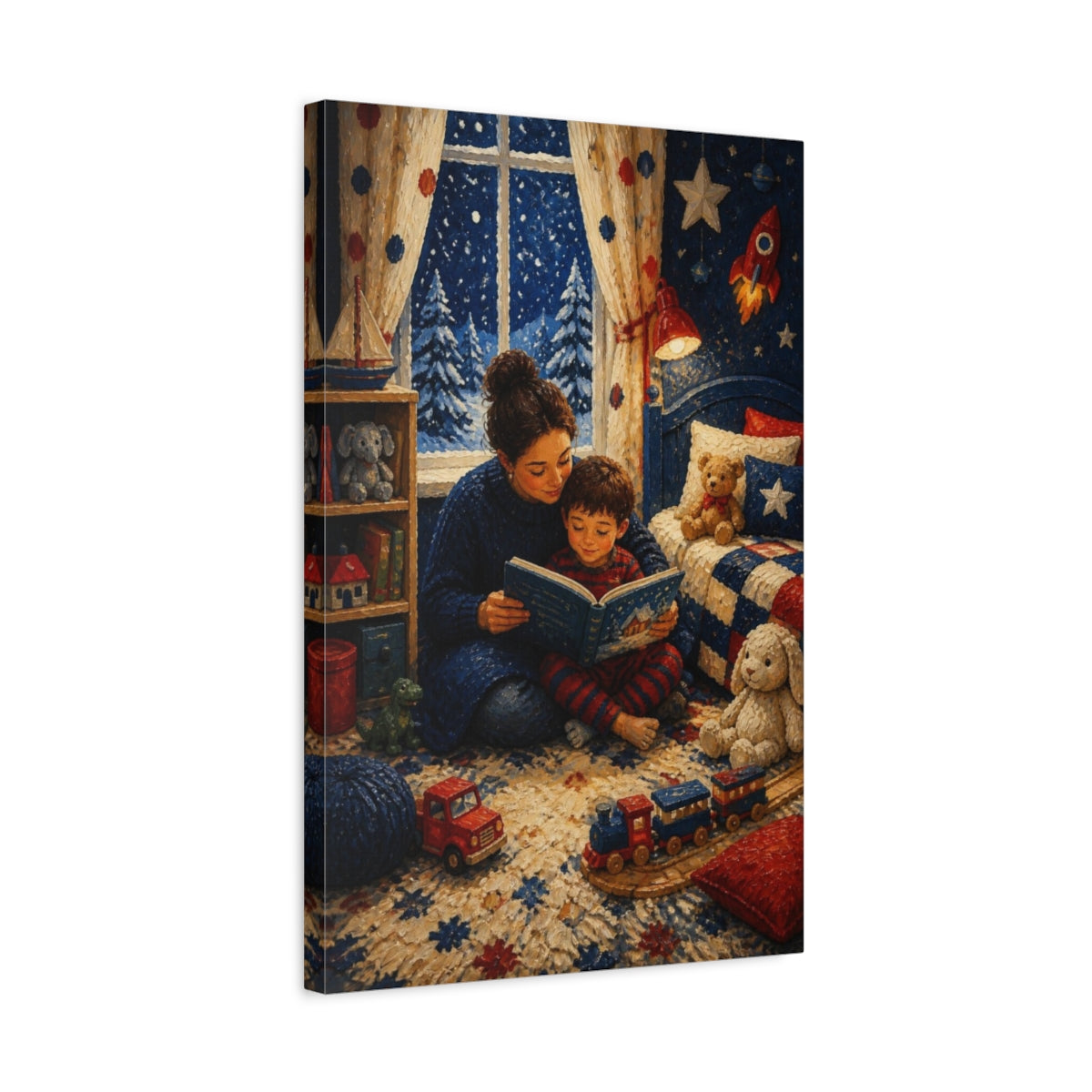 Side Mockup 3. Kids Room Bedtime Reading shown as canvas print