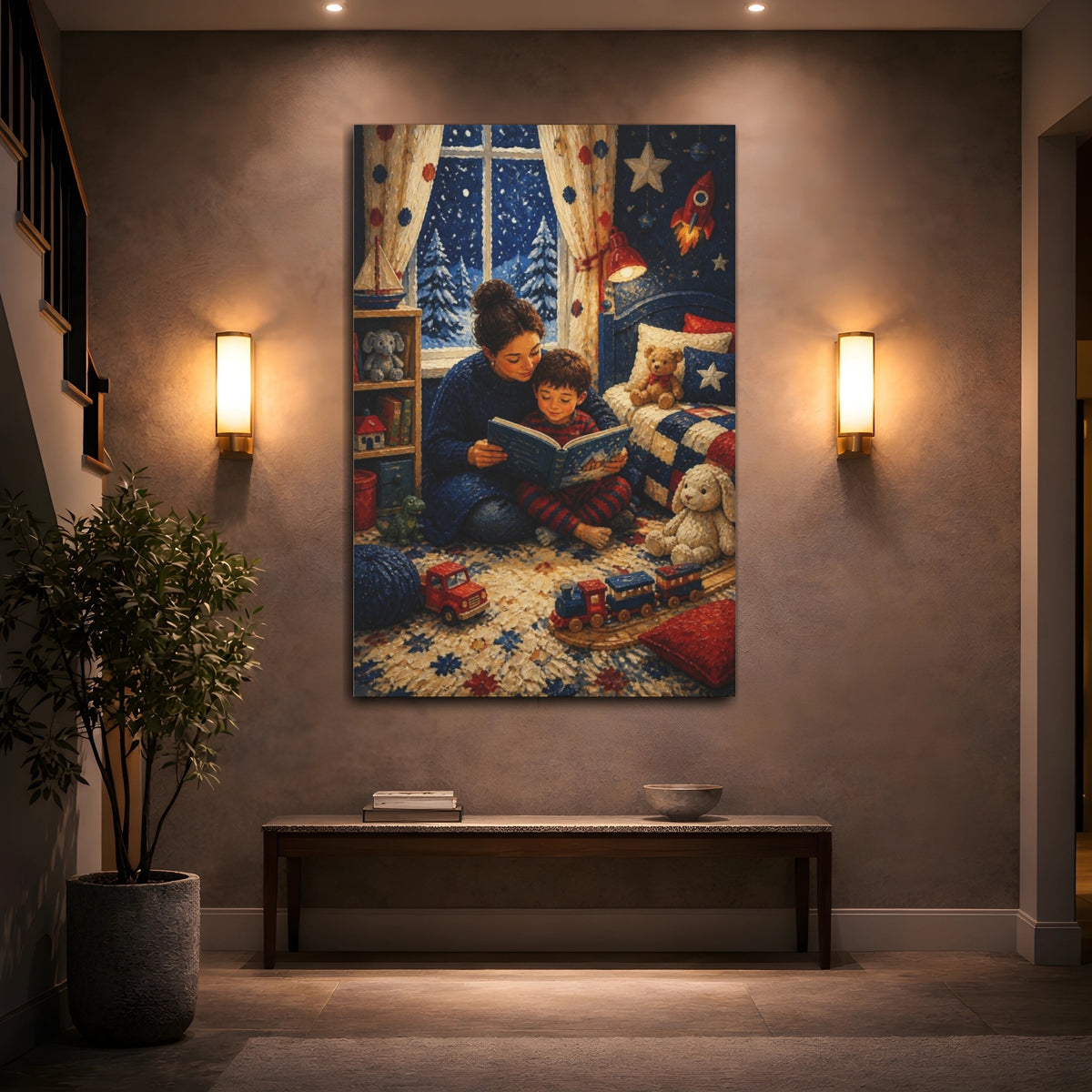 Mockup 2. Kids Room Bedtime Reading shown as canvas print