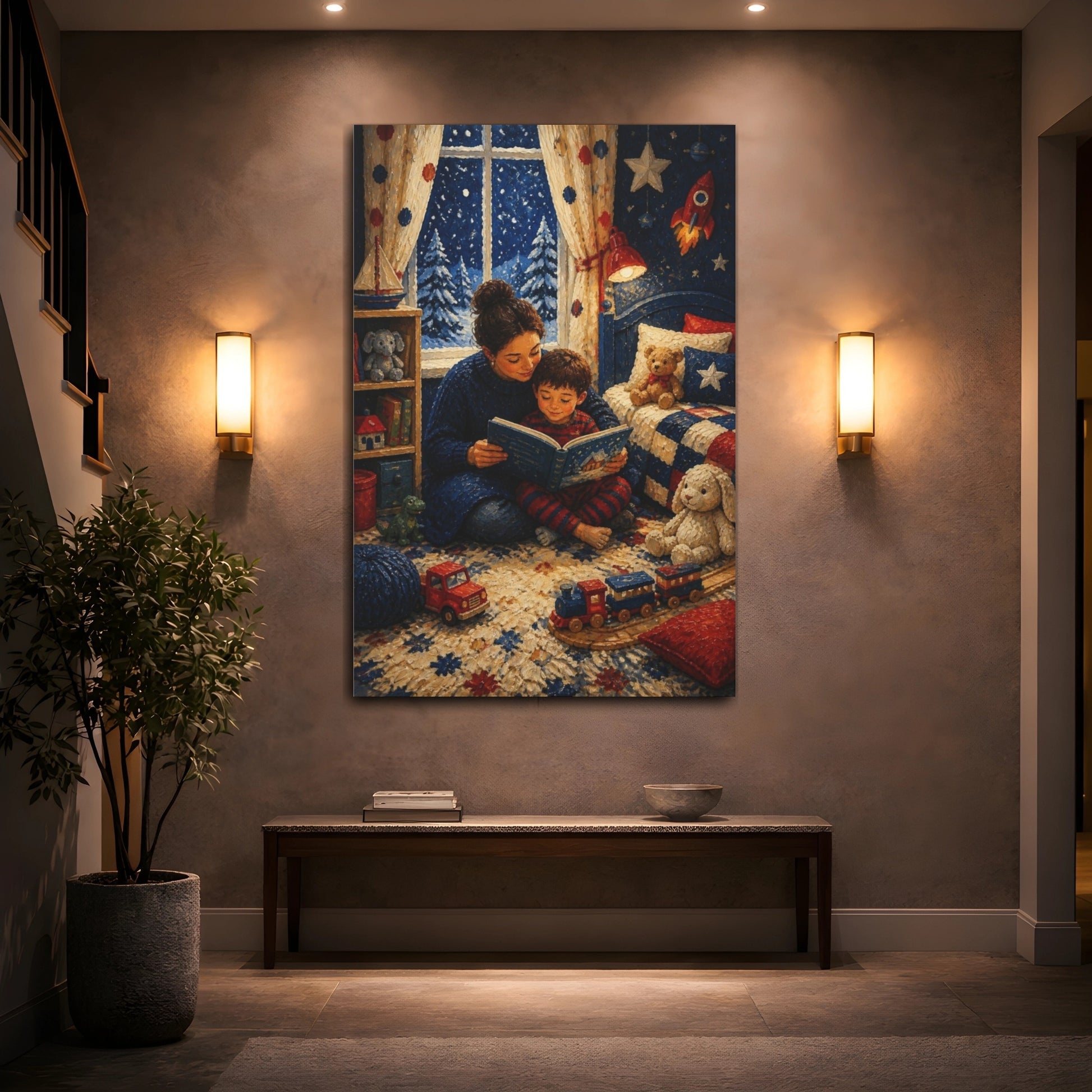 Mockup 2. Kids Room Bedtime Reading shown as canvas print