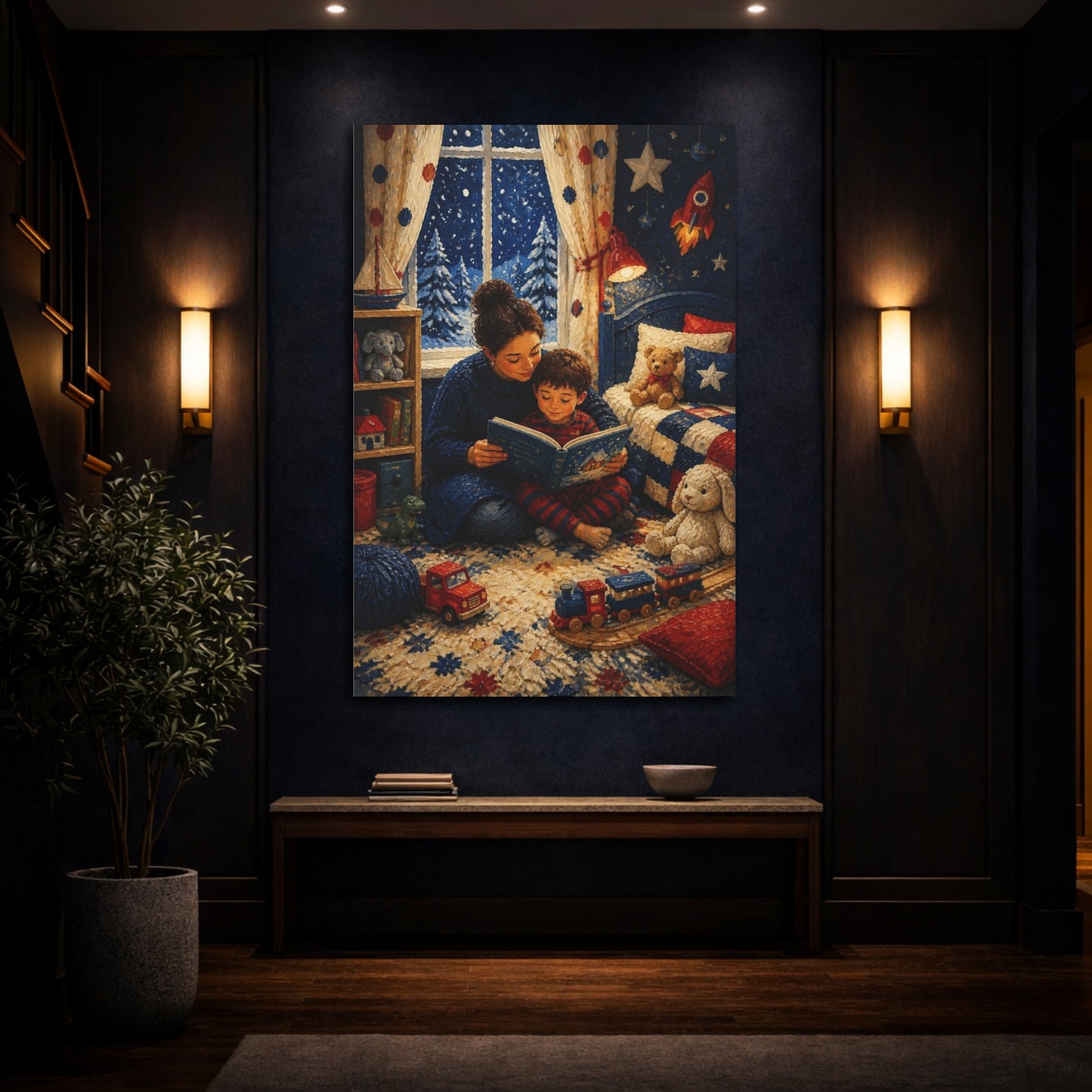 Mockup 4. Kids Room Bedtime Reading shown as canvas print