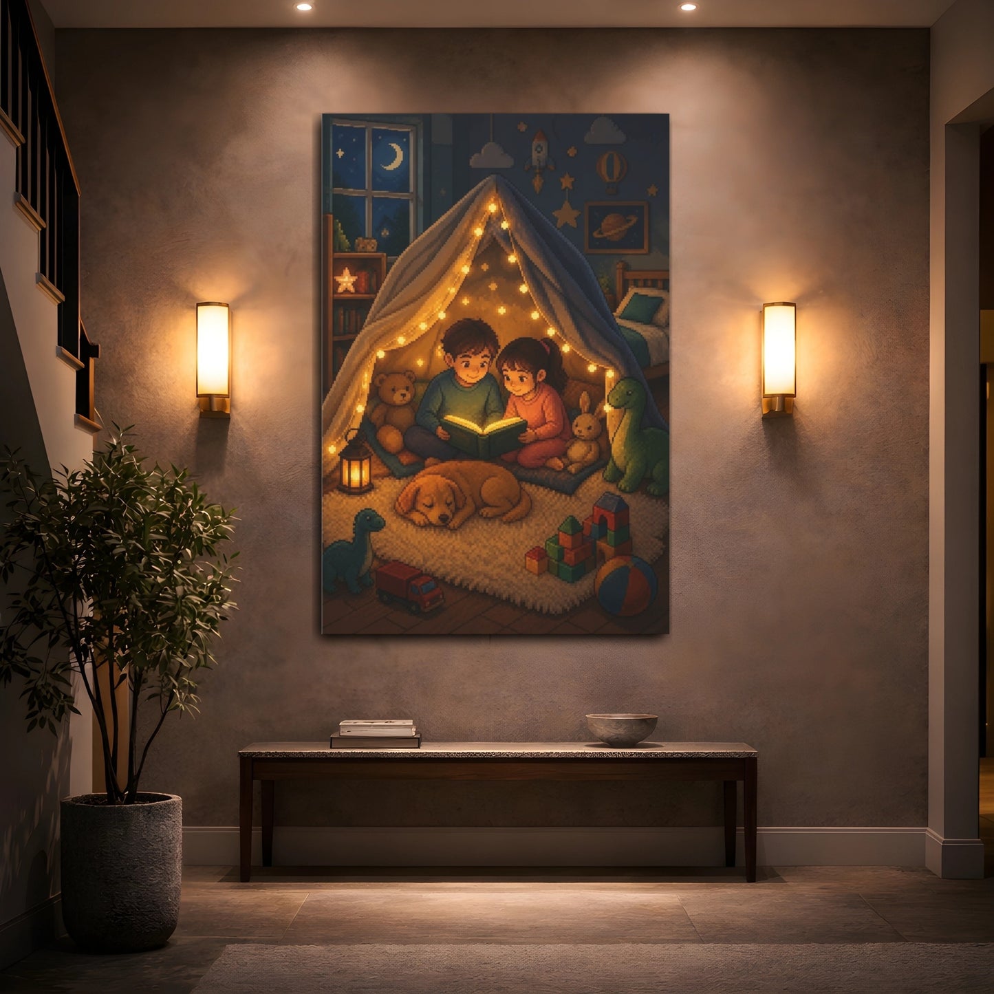 Mockup 2. Kids Room Blanket Fort shown as canvas print