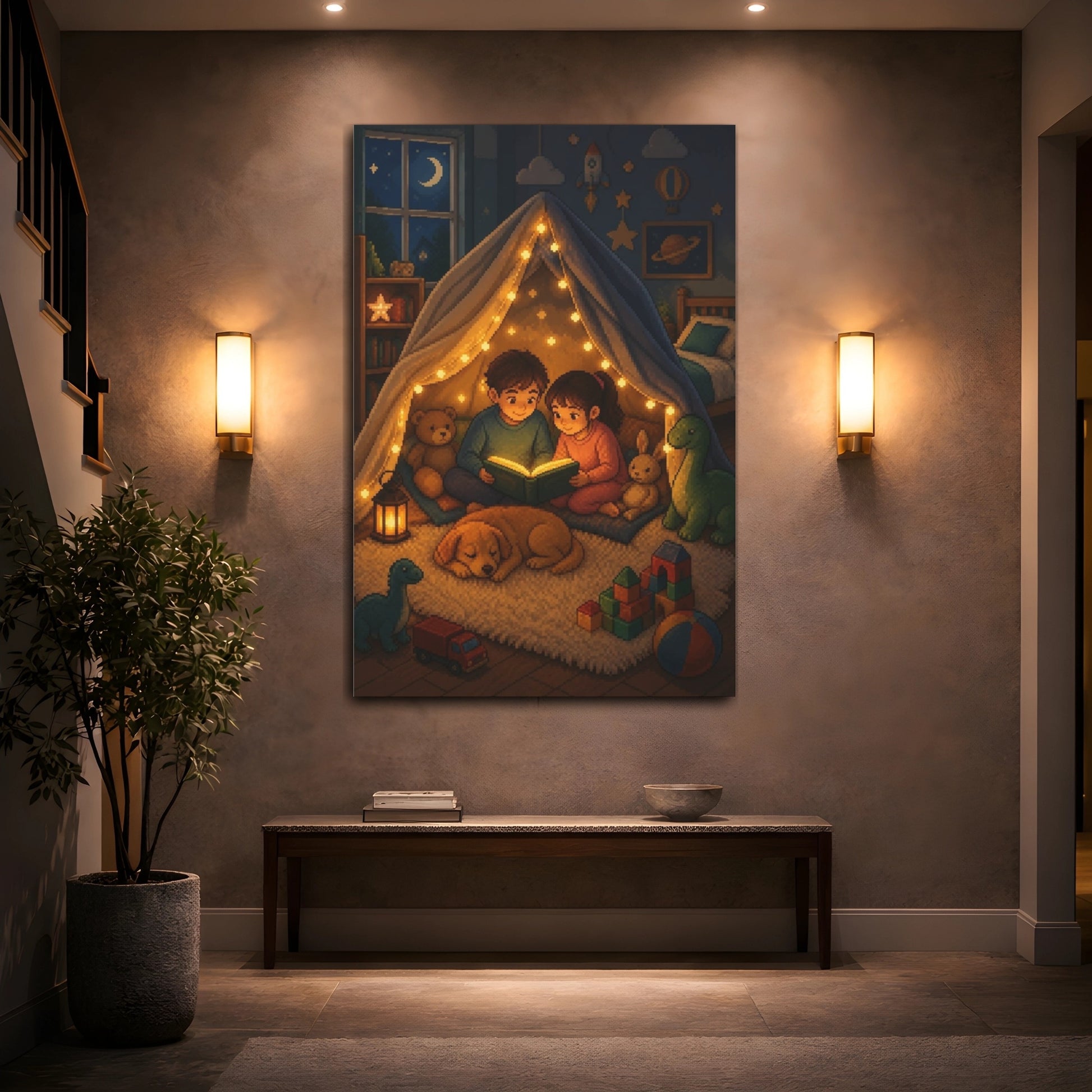 Mockup 2. Kids Room Blanket Fort shown as canvas print
