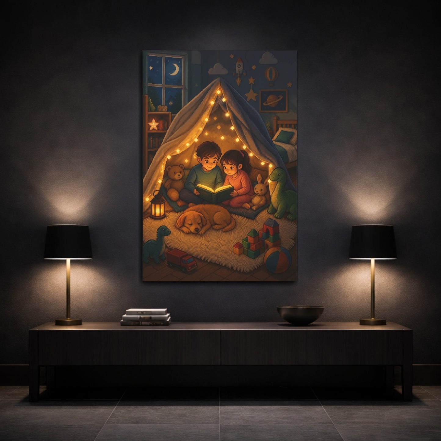 Mockup 3. Kids Room Blanket Fort shown as canvas print