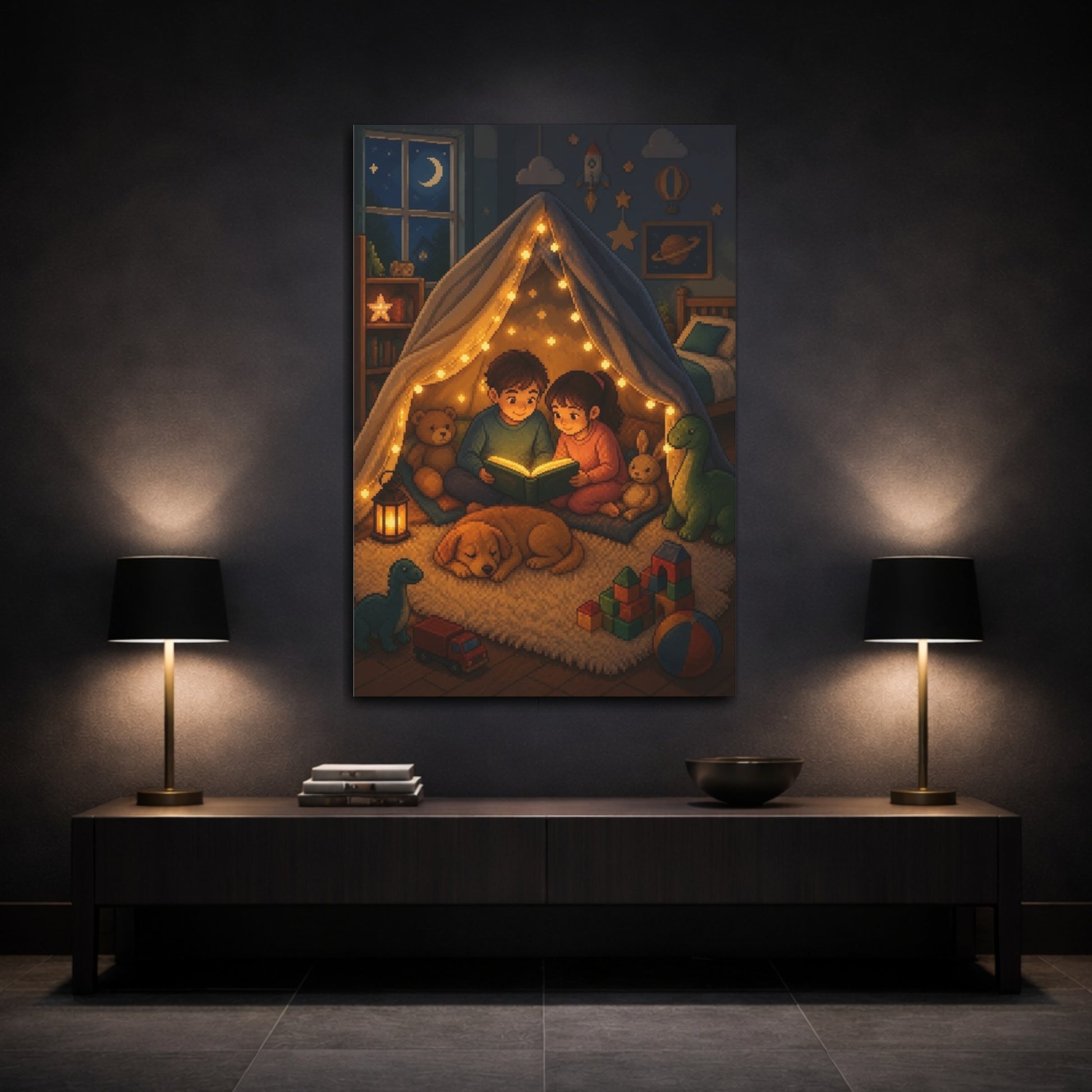 Mockup 3. Kids Room Blanket Fort shown as canvas print