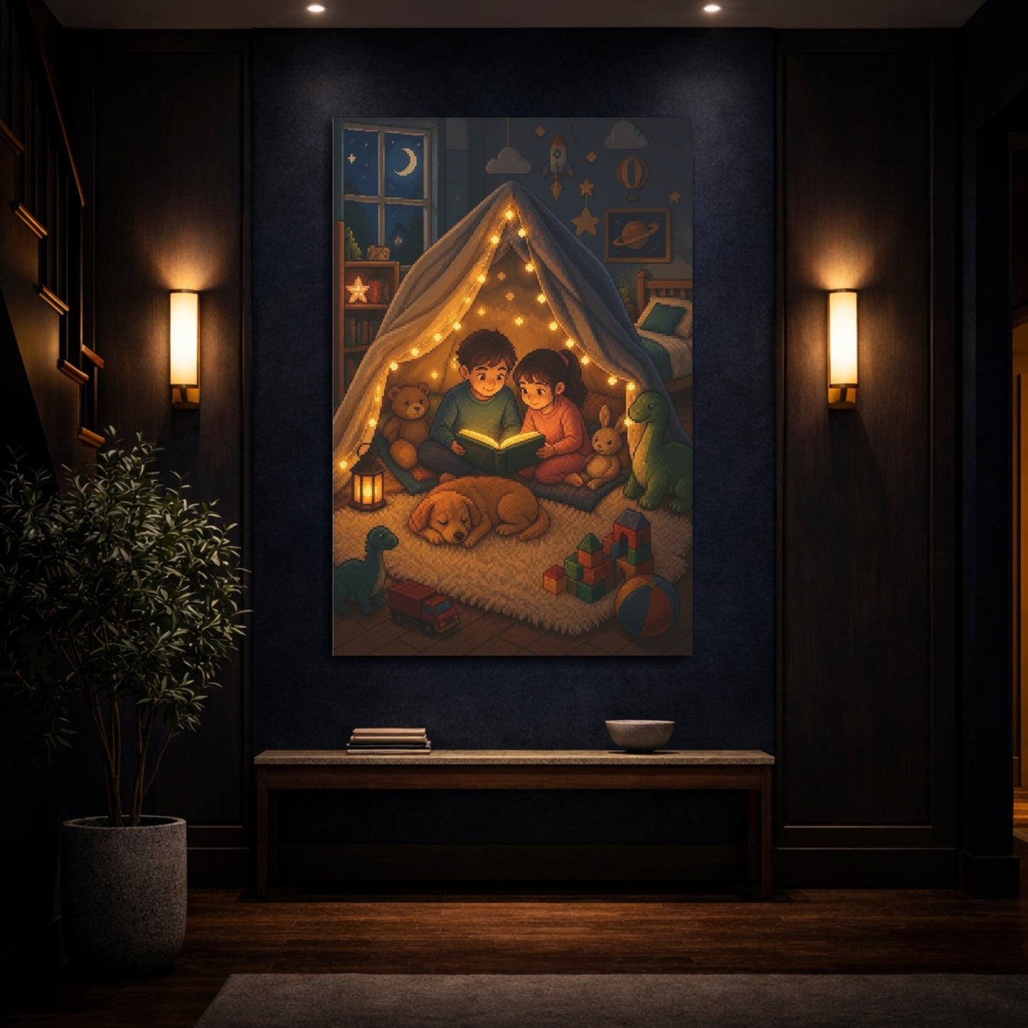 Mockup 4. Kids Room Blanket Fort shown as canvas print