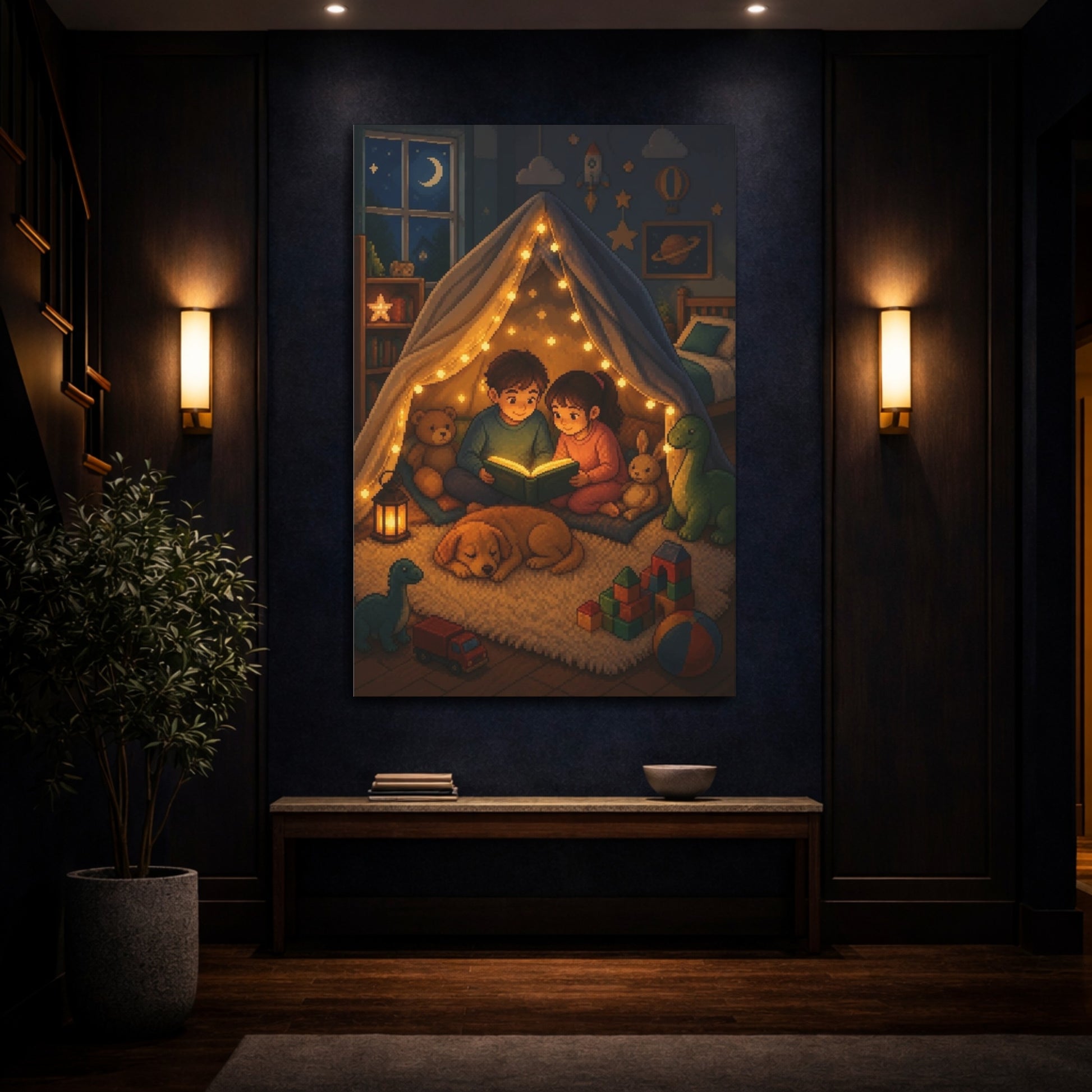 Mockup 4. Kids Room Blanket Fort shown as canvas print