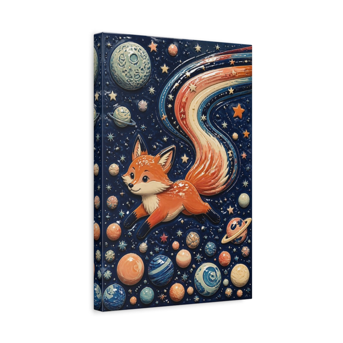 Side Mockup 4. Kids Room Comet Fox shown as canvas print