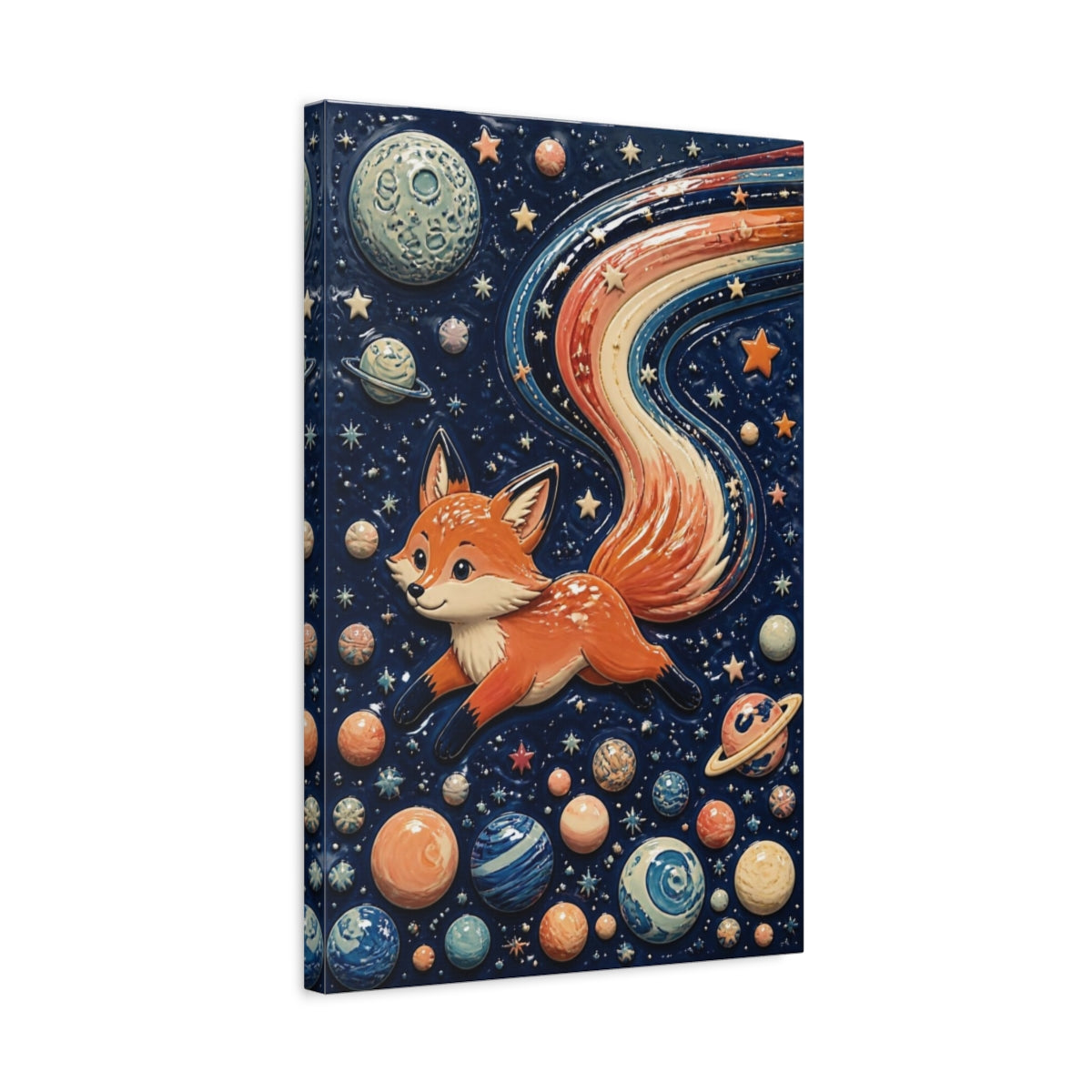Side Mockup 3. Kids Room Comet Fox shown as canvas print