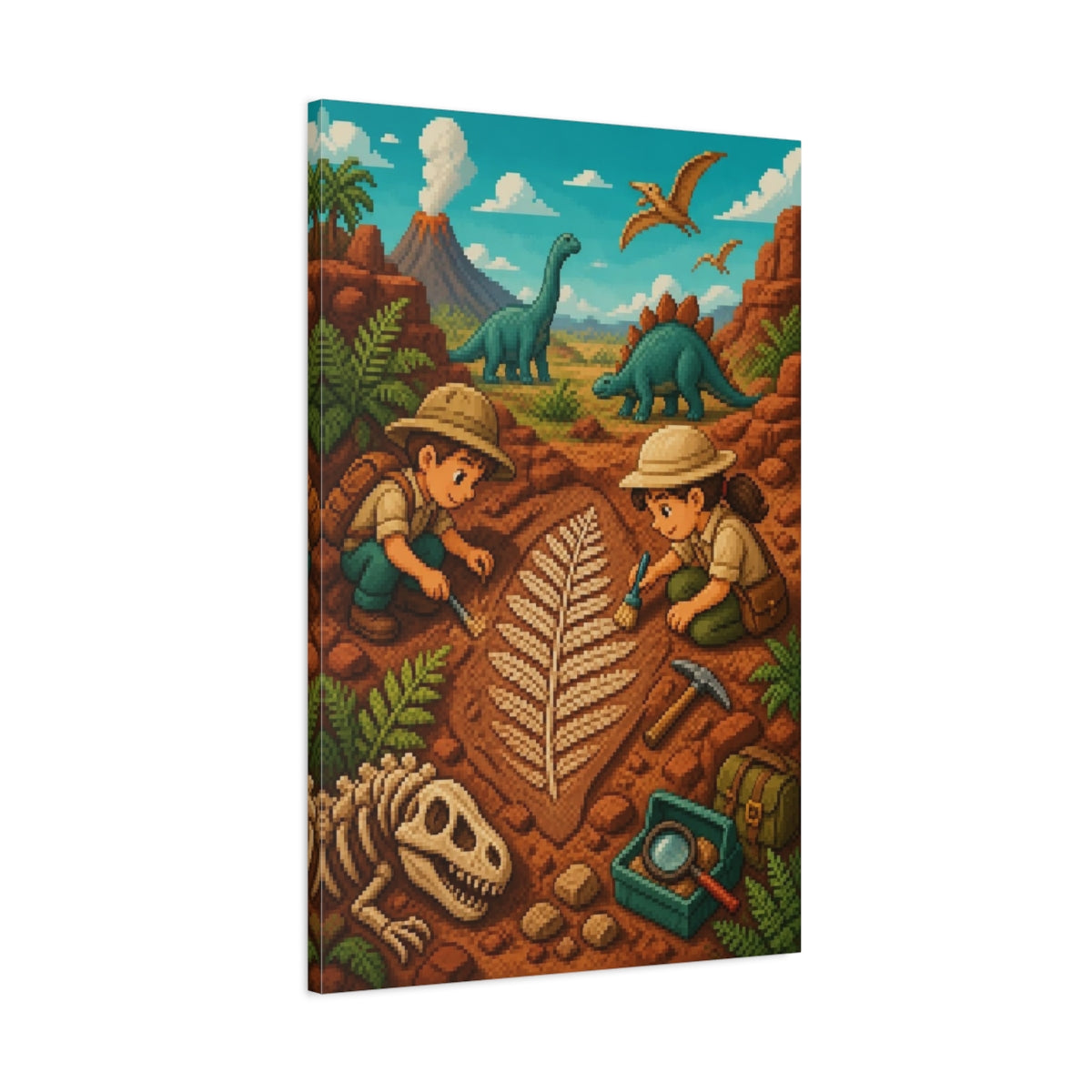 Main Mockup. Kids Room Fossil Dig shown as canvas print