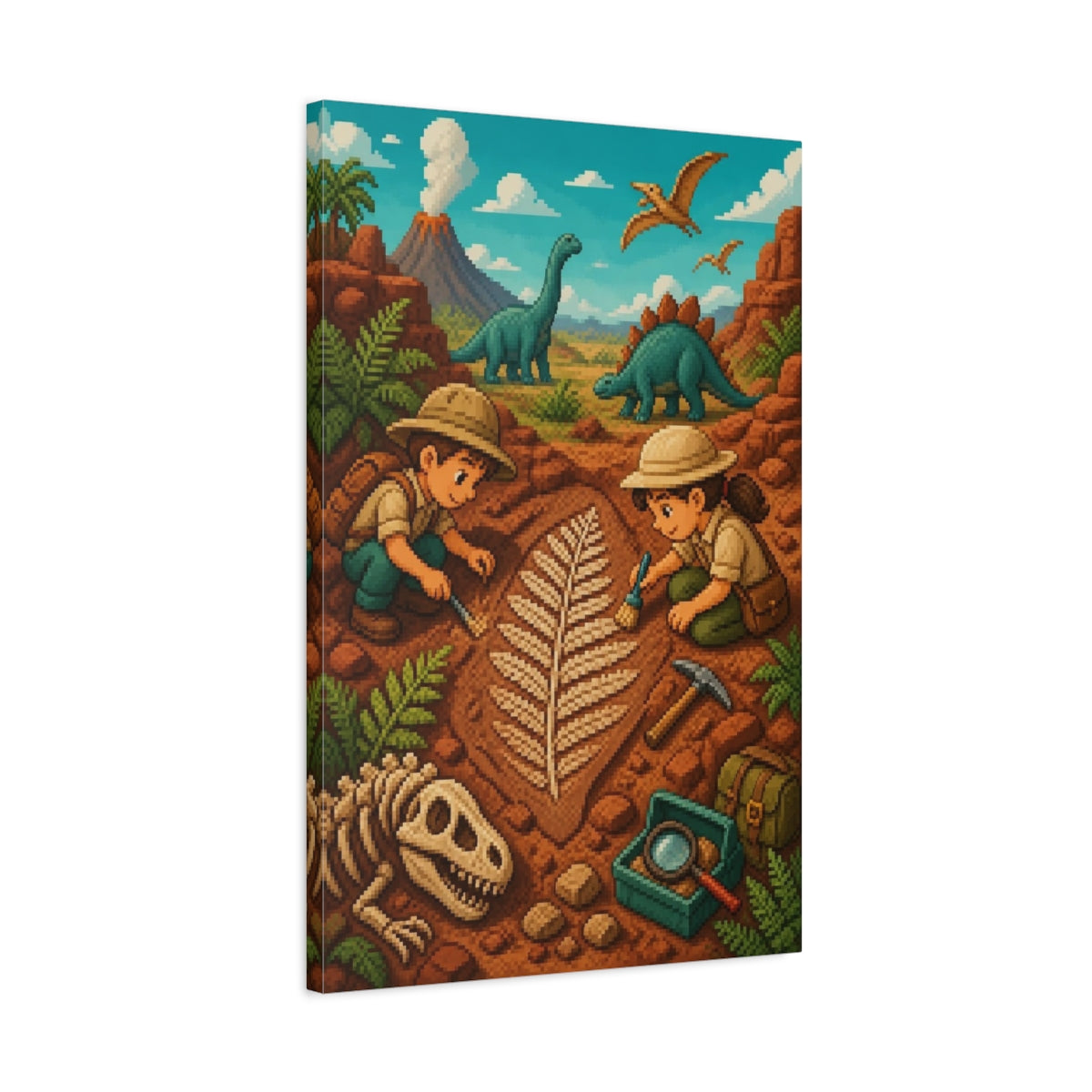 Side Mockup 2. Kids Room Fossil Dig shown as canvas print