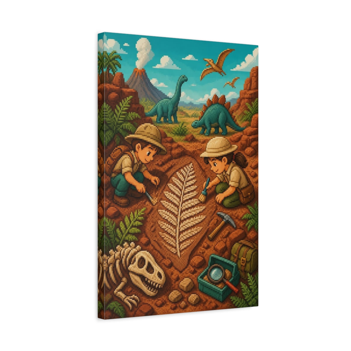 Side Mockup 3. Kids Room Fossil Dig shown as canvas print