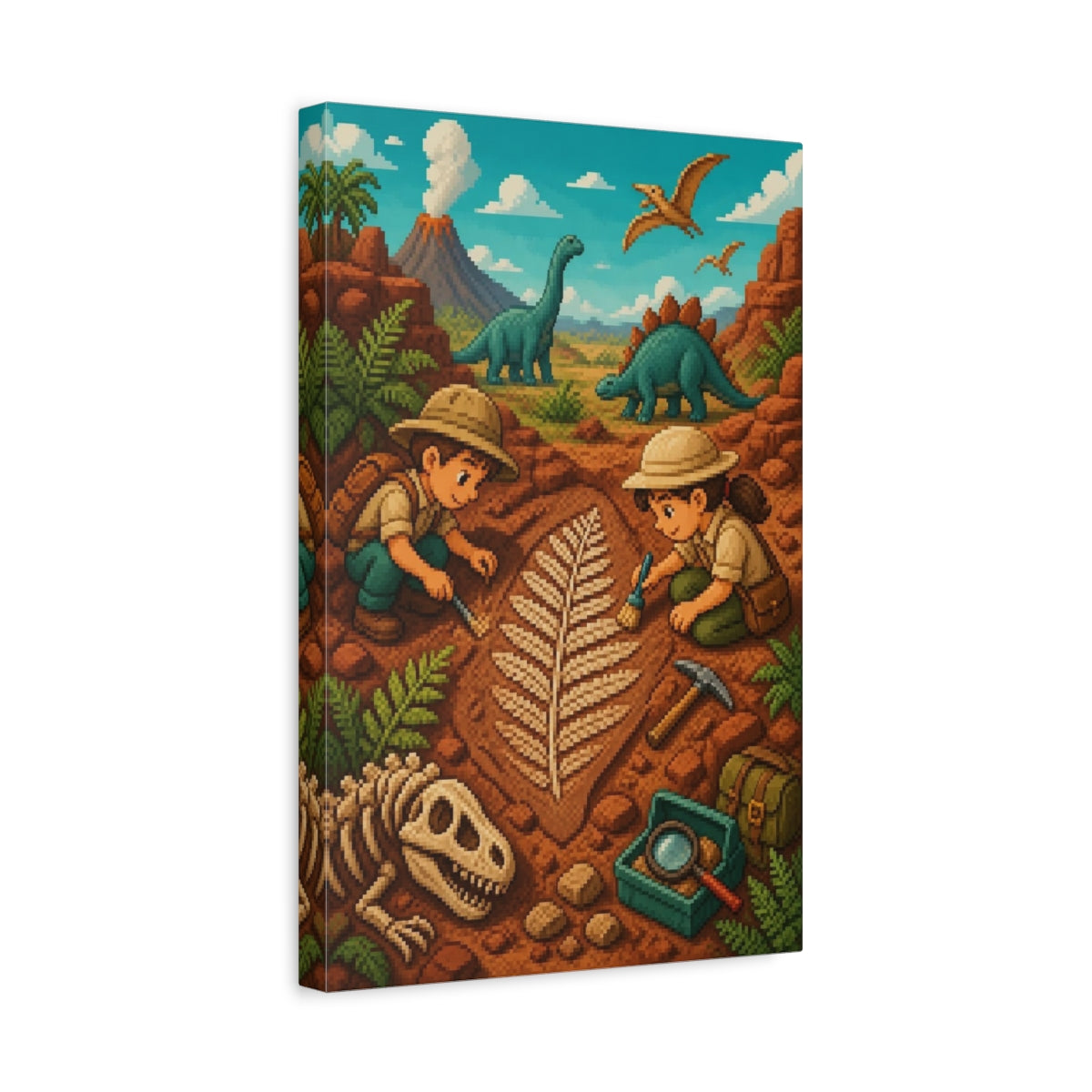 Side Mockup 4. Kids Room Fossil Dig shown as canvas print