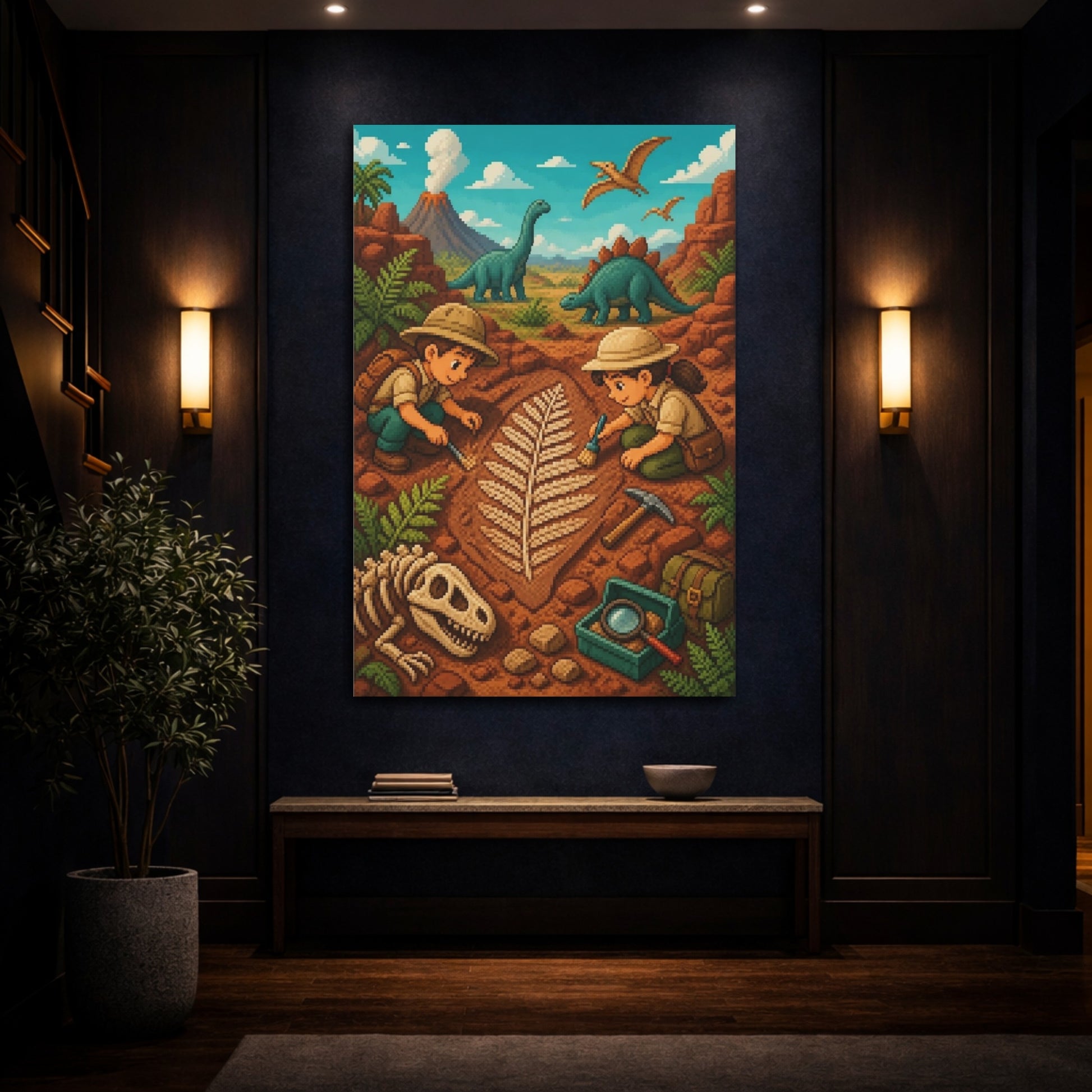 Mockup 4. Kids Room Fossil Dig shown as canvas print