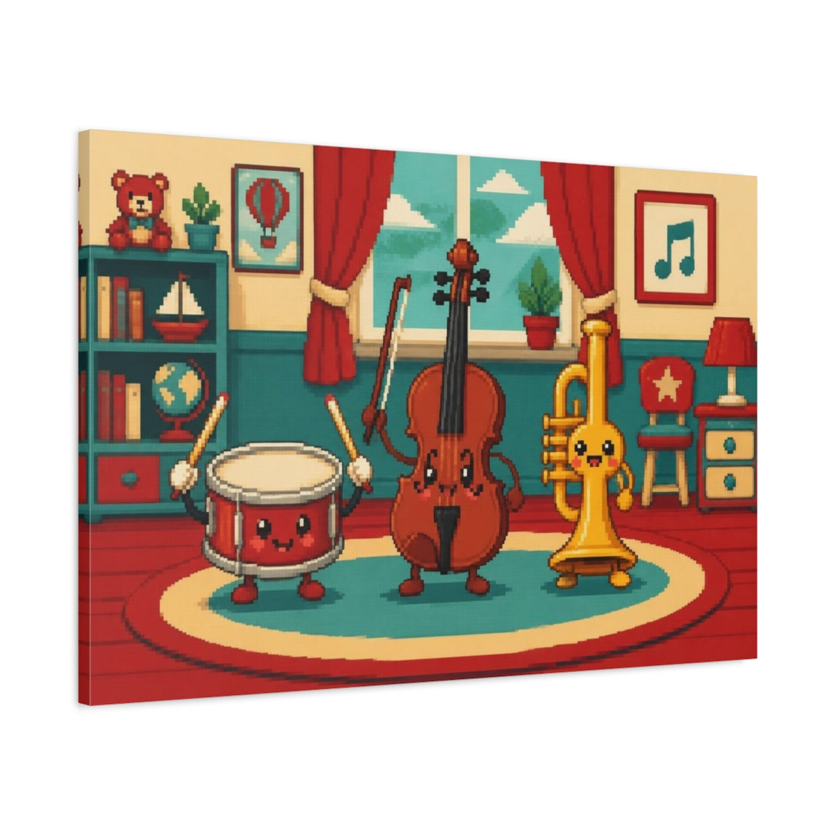 Main Mockup. Kids Room Music Trio shown as canvas print