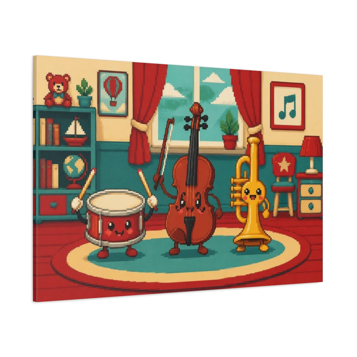 Side Mockup 1. Kids Room Music Trio shown as canvas print