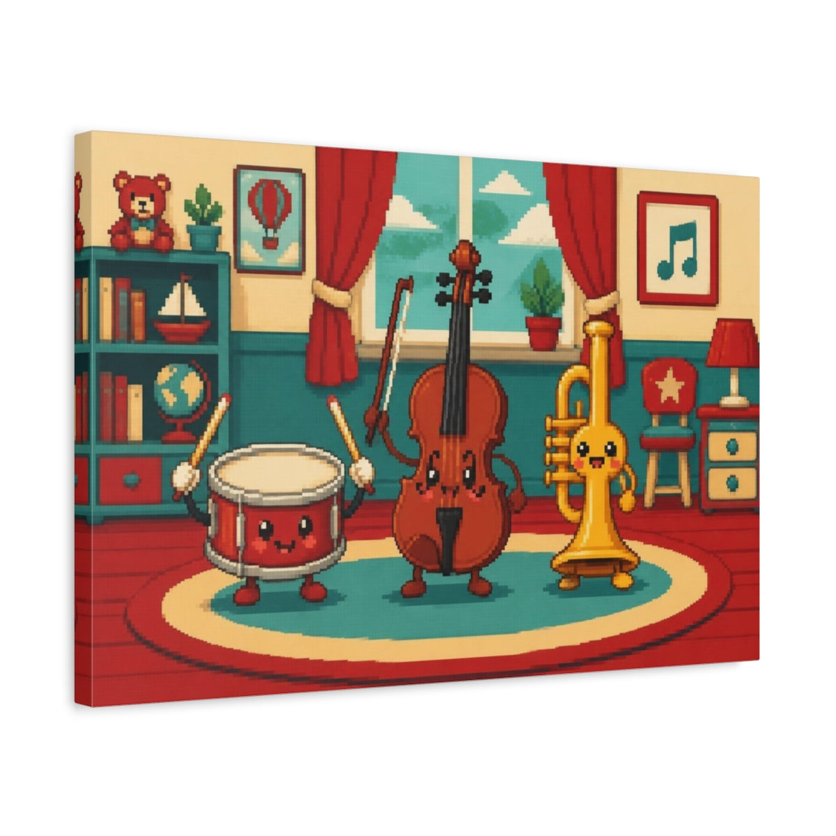 Side Mockup 3. Kids Room Music Trio shown as canvas print