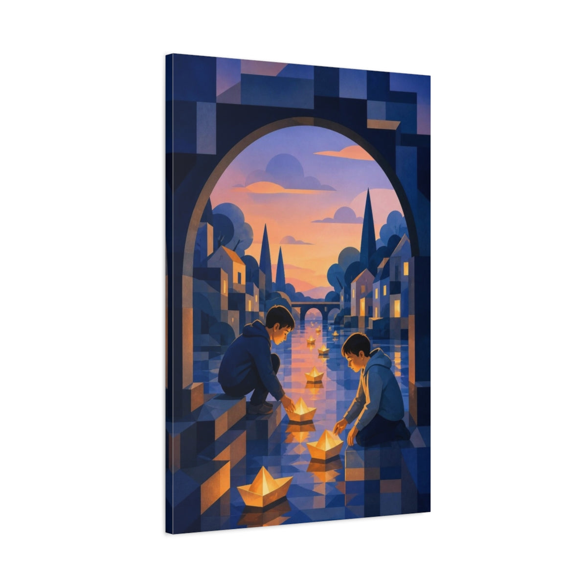 Main Mockup. Kids Room Paper Boats shown as canvas print