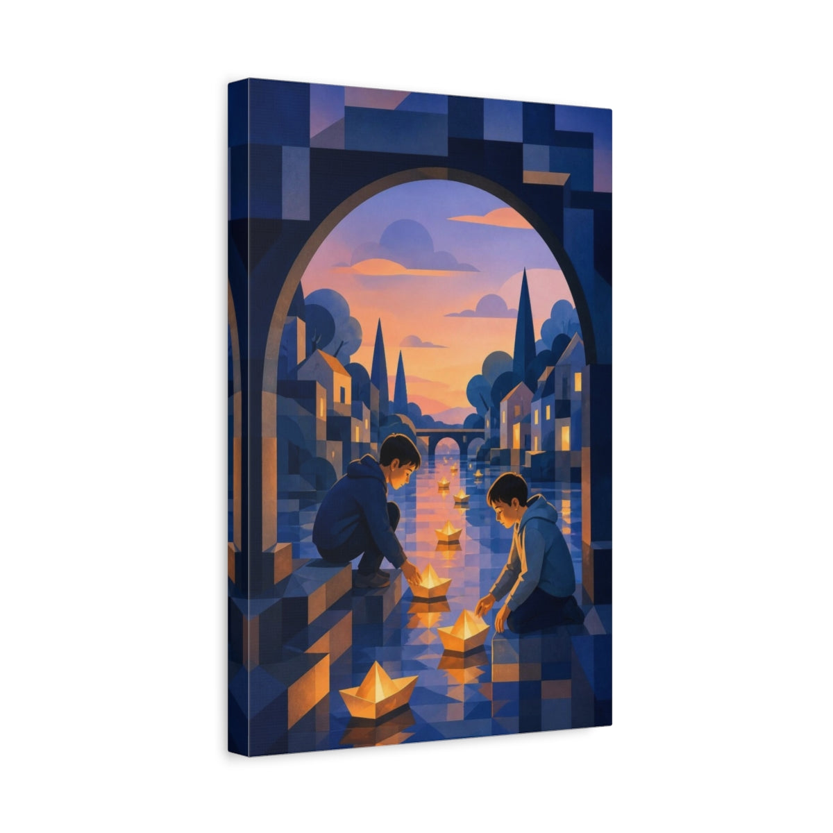 Side Mockup 4. Kids Room Paper Boats shown as canvas print