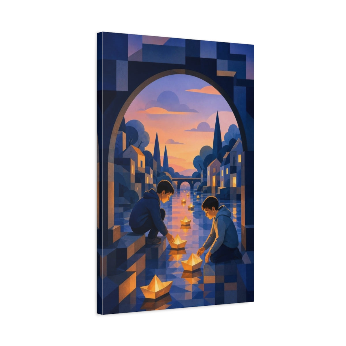 Side Mockup 2. Kids Room Paper Boats shown as canvas print