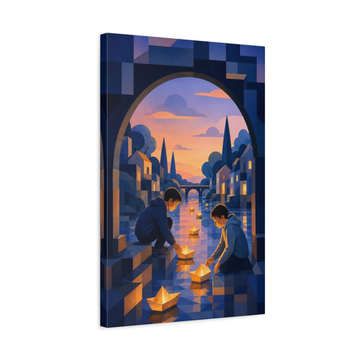 Side Mockup 3. Kids Room Paper Boats shown as canvas print