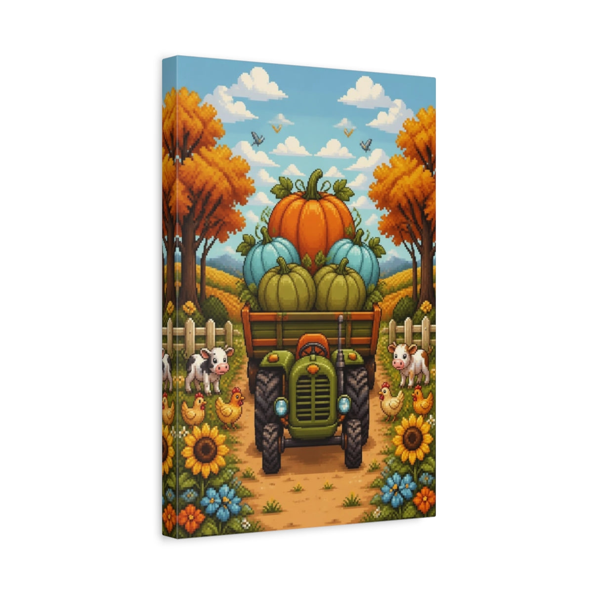 Side Mockup 4. Kids Room Pumpkin Tractor shown as canvas print