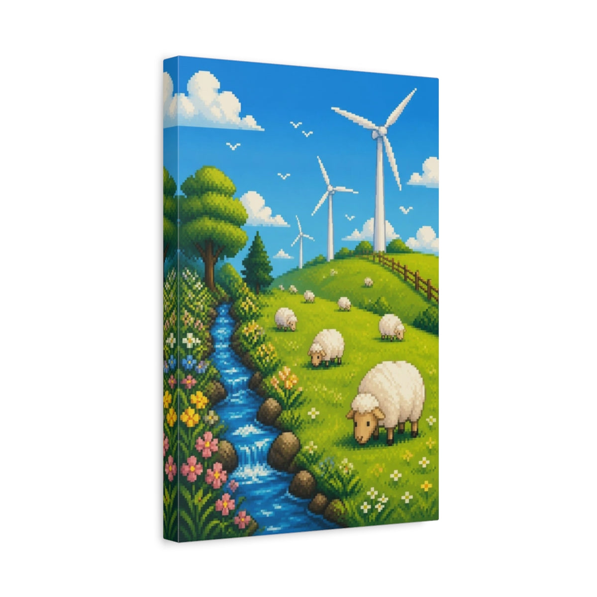 Side Mockup 4. Kids Room Sheep Meadow shown as canvas print