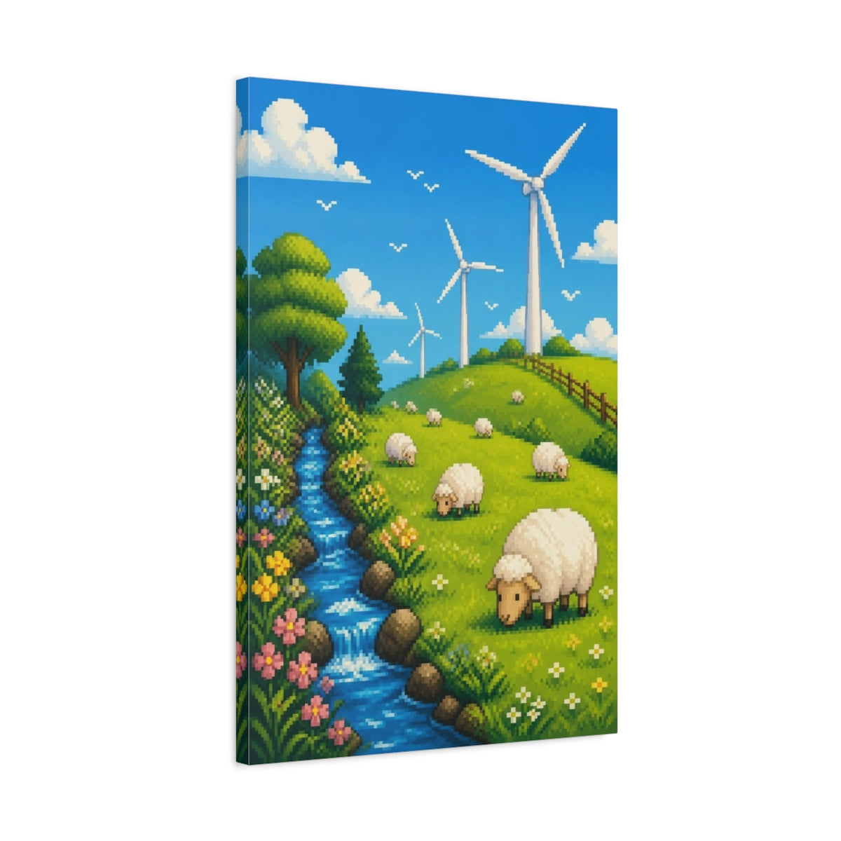 Side Mockup 2. Kids Room Sheep Meadow shown as canvas print