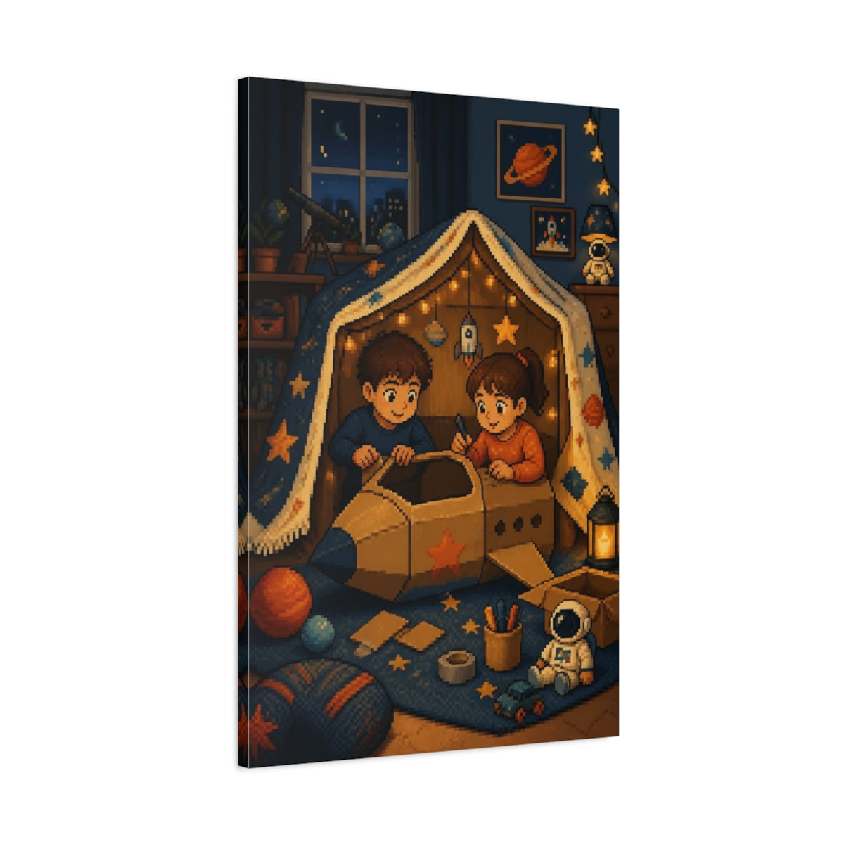 Main Mockup. Kids Room Space Fort shown as canvas print