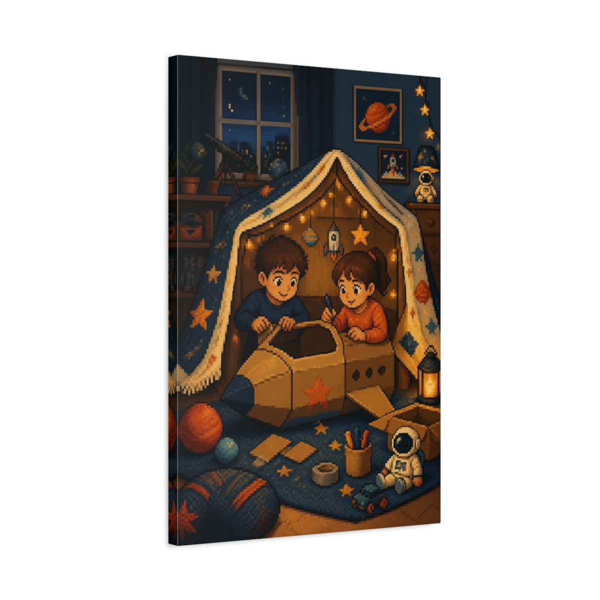 Side Mockup 2. Kids Room Space Fort shown as canvas print