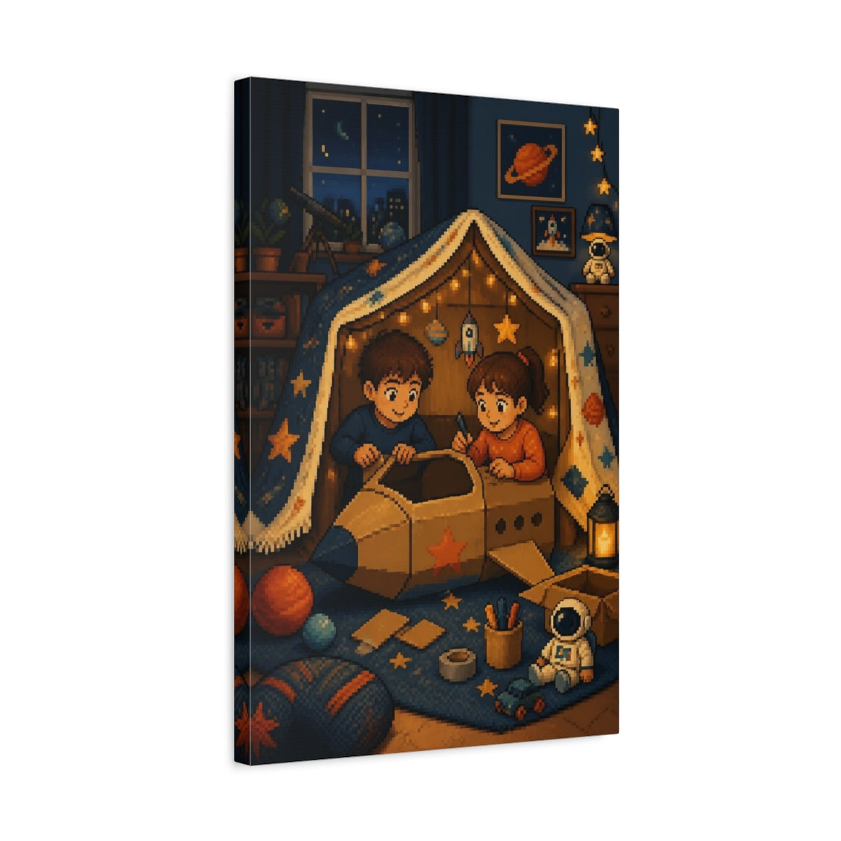 Side Mockup 3. Kids Room Space Fort shown as canvas print