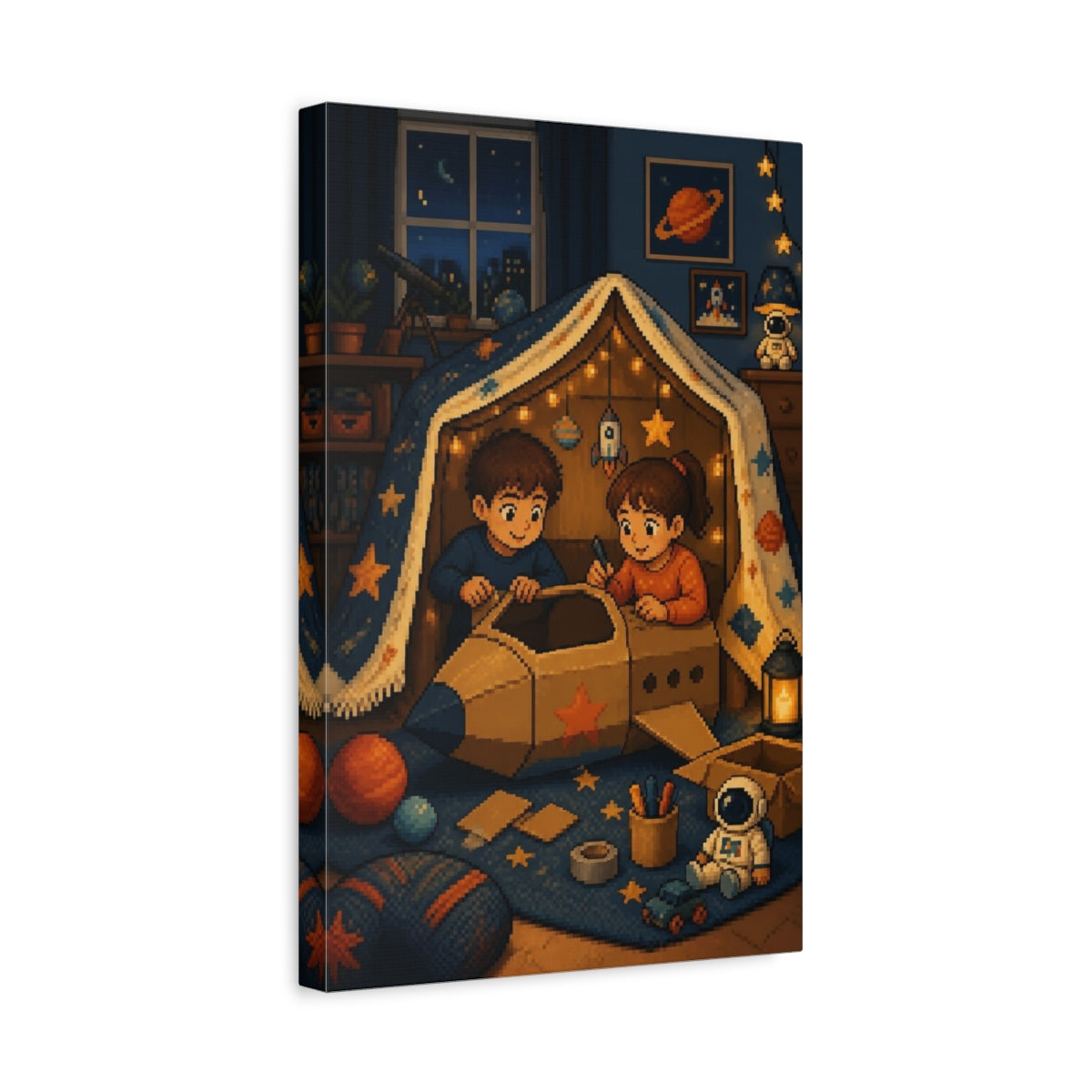 Side Mockup 4. Kids Room Space Fort shown as canvas print