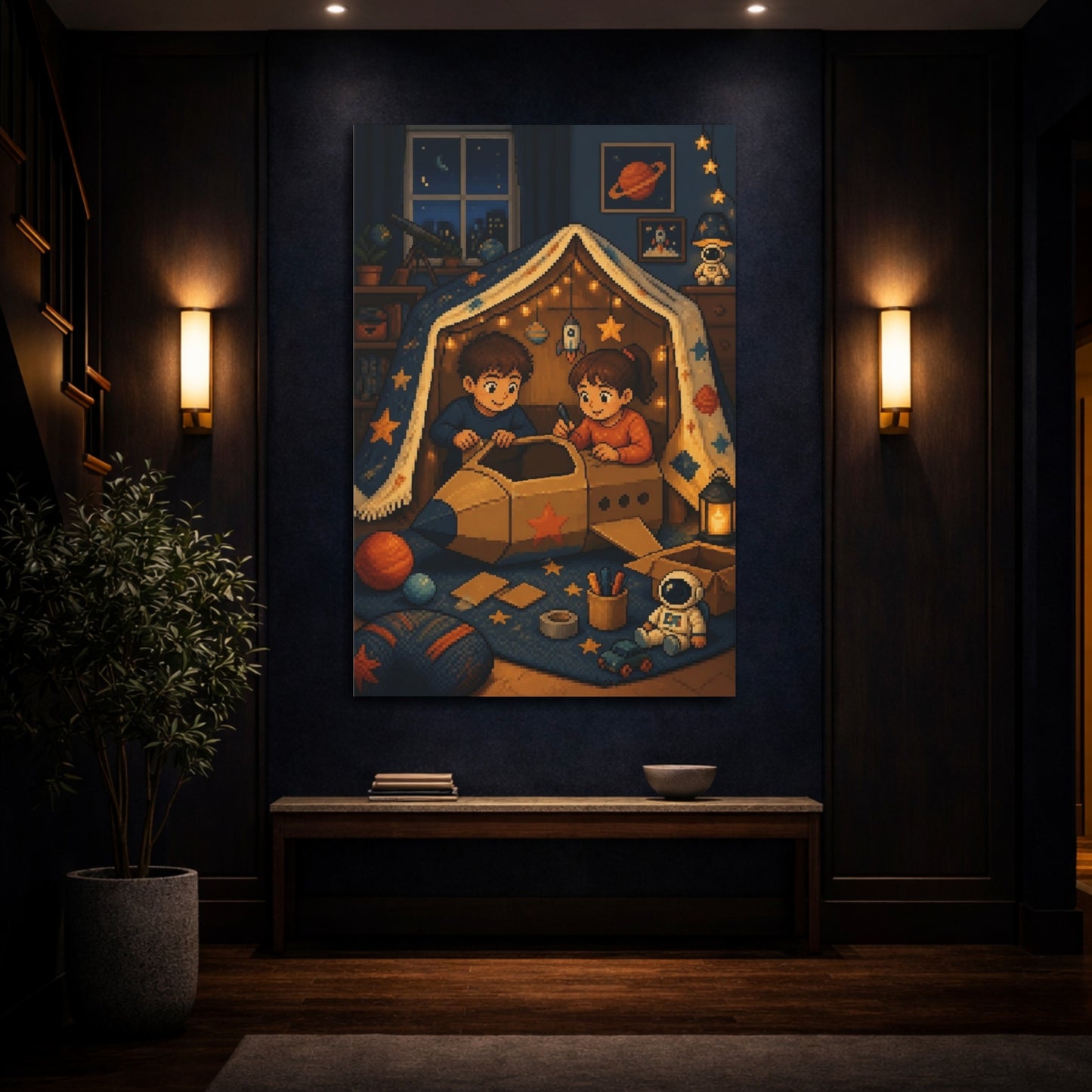 Mockup 4. Kids Room Space Fort shown as canvas print