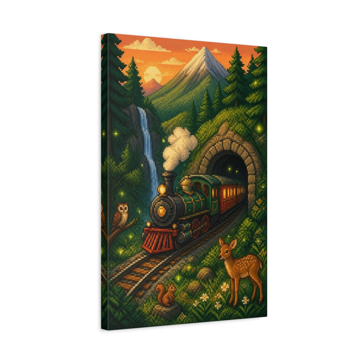 Side Mockup 3. Kids Room Steam Train shown as canvas print