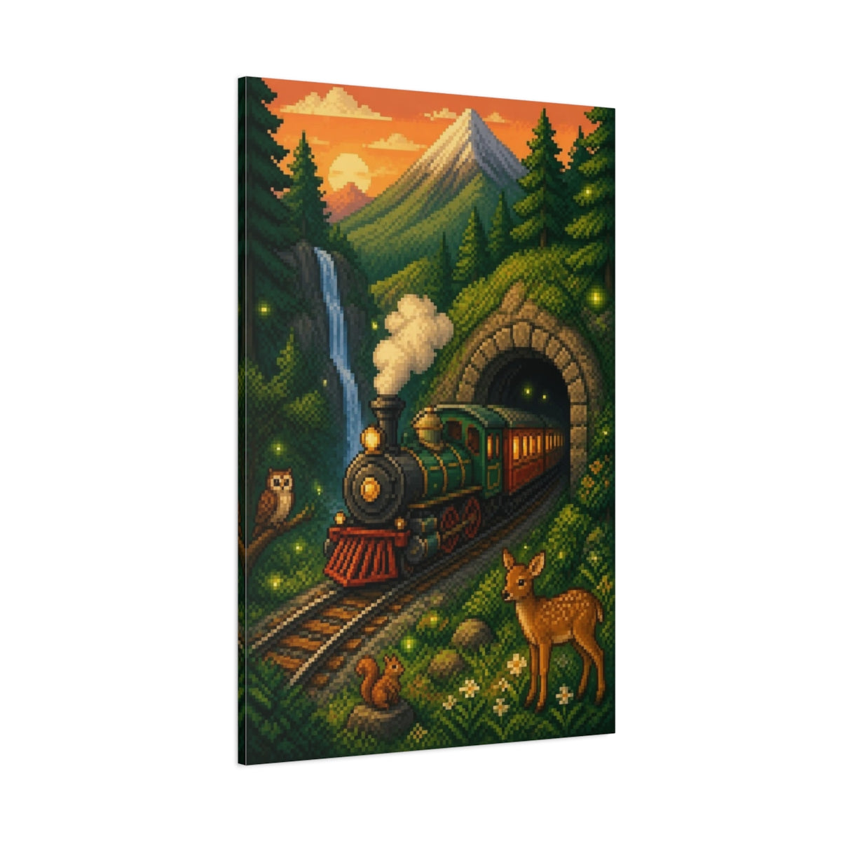 Side Mockup 1. Kids Room Steam Train shown as canvas print