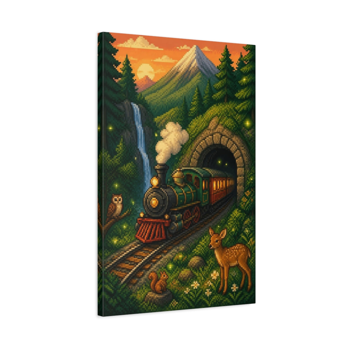 Side Mockup 2. Kids Room Steam Train shown as canvas print