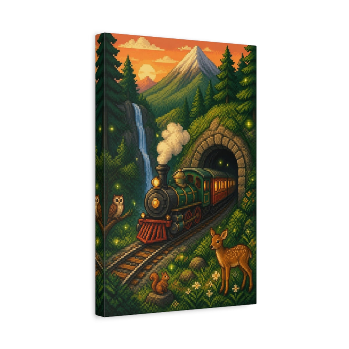 Side Mockup 4. Kids Room Steam Train shown as canvas print