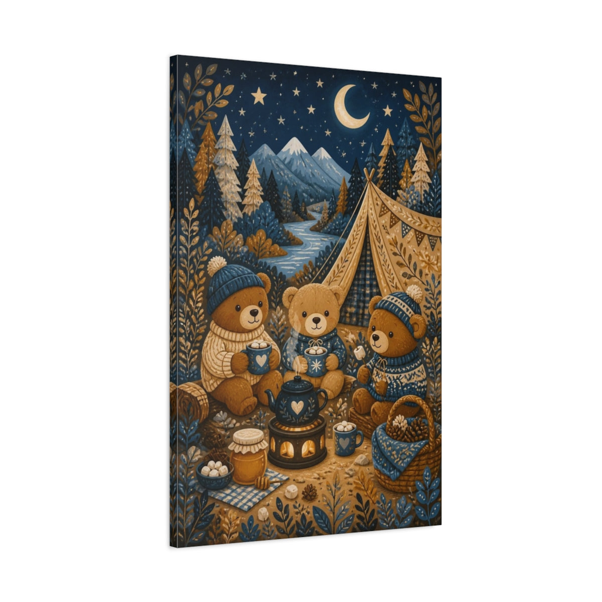 Main Mockup. Kids Room Teddy Bear Camp shown as canvas print